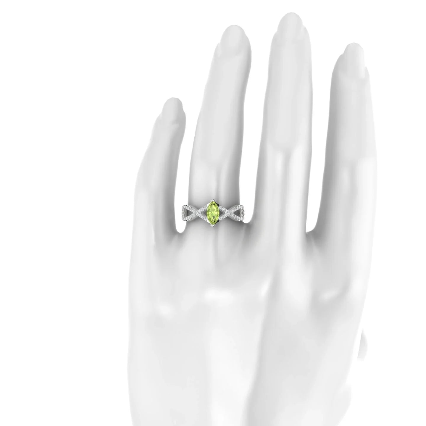 Haze | 18k White Gold 8 x 4 mm Marquise Peridot Ring