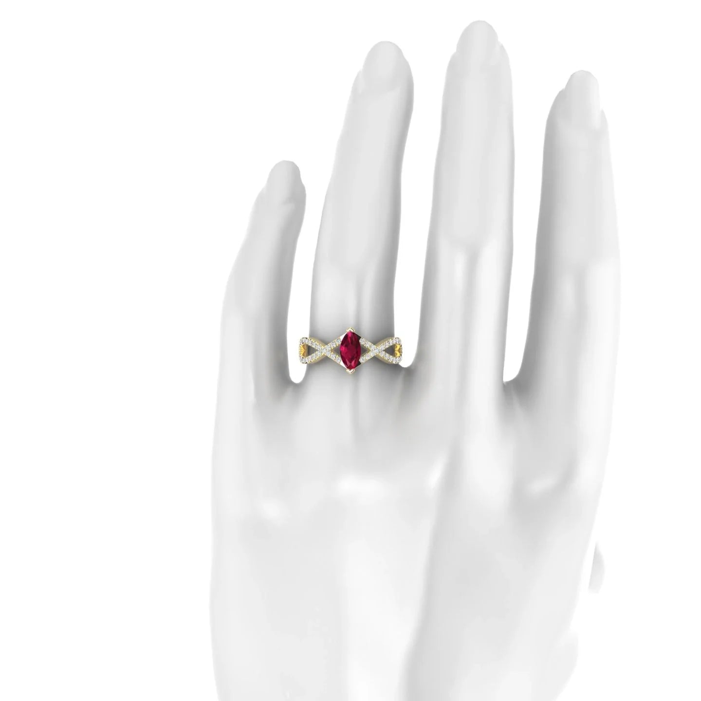 Haze | 18k Yellow Gold 8 x 4 mm Marquise Ruby Ring