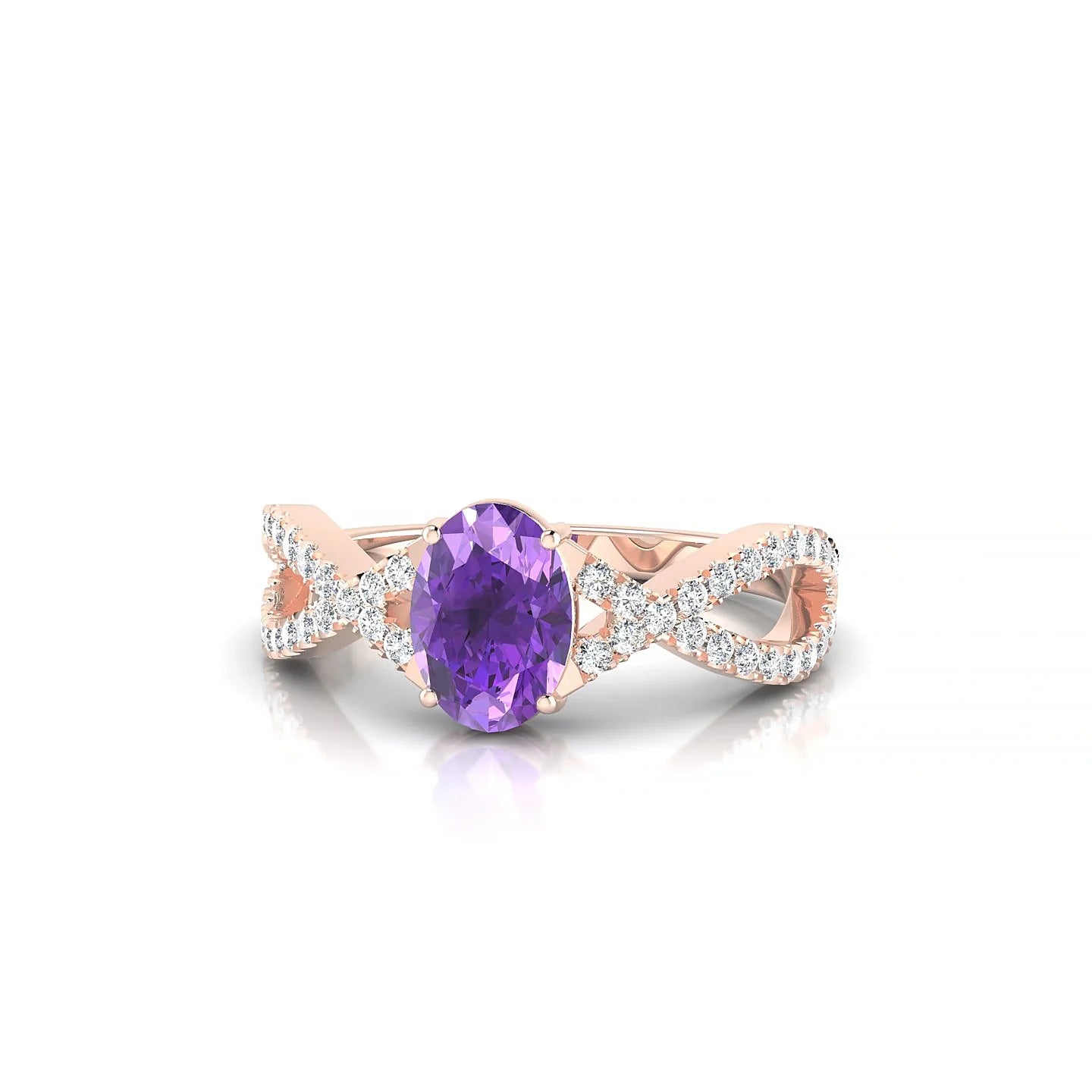 Haze | 18k Rose Gold 7 x 5 mm Oval Amethyst Ring