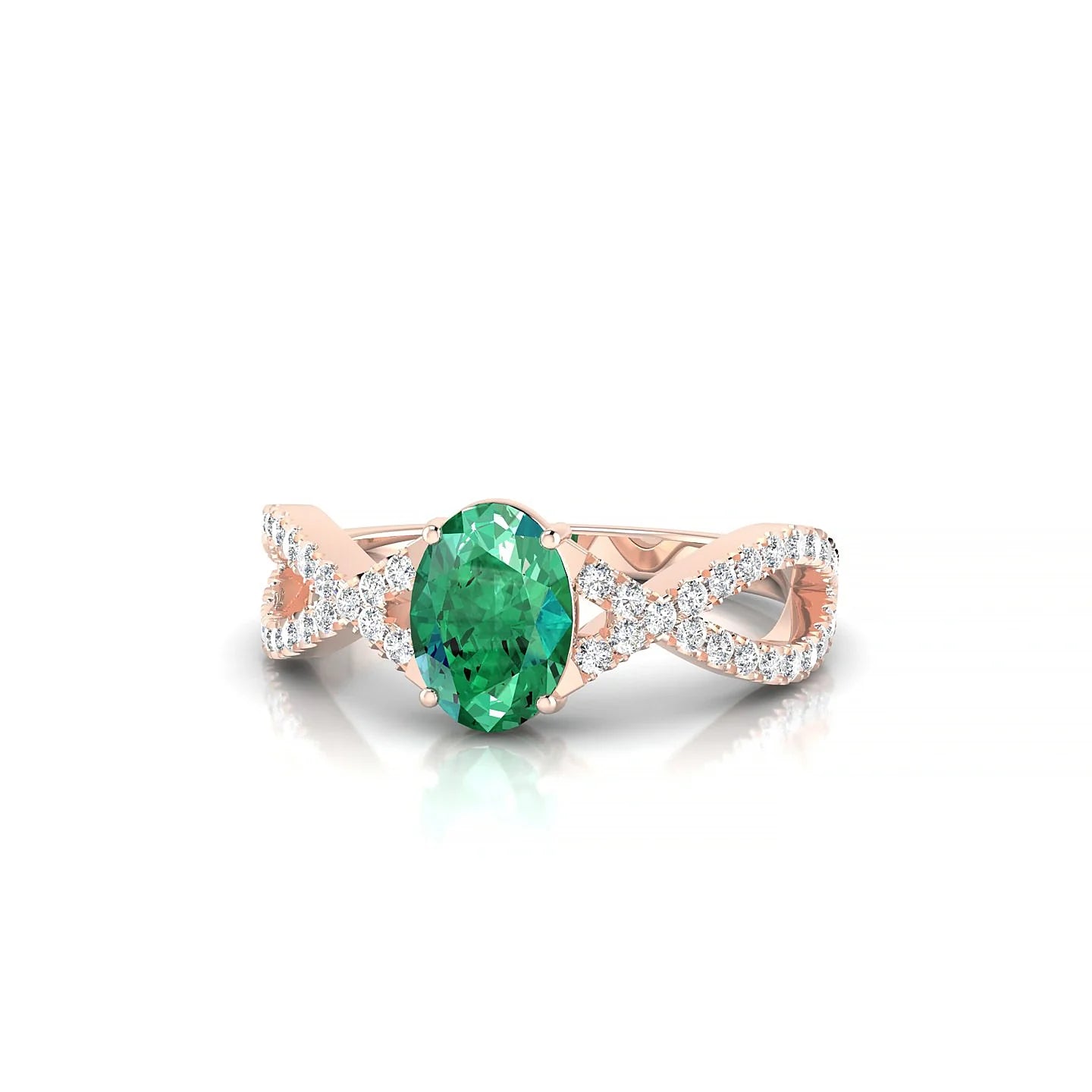 Haze | 18k Rose Gold 7 x 5 mm Oval Emerald Ring