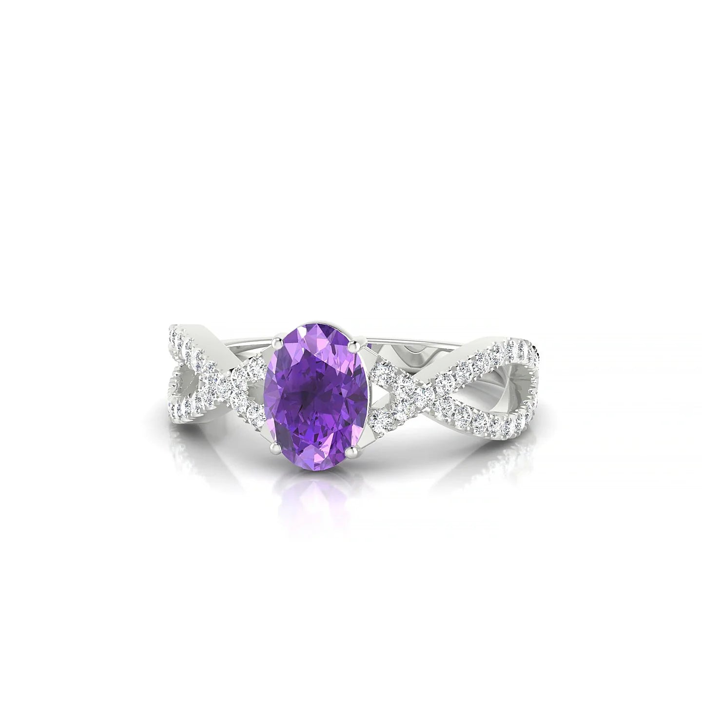 Haze | 18k White Gold 7 x 5 mm Oval Amethyst Ring