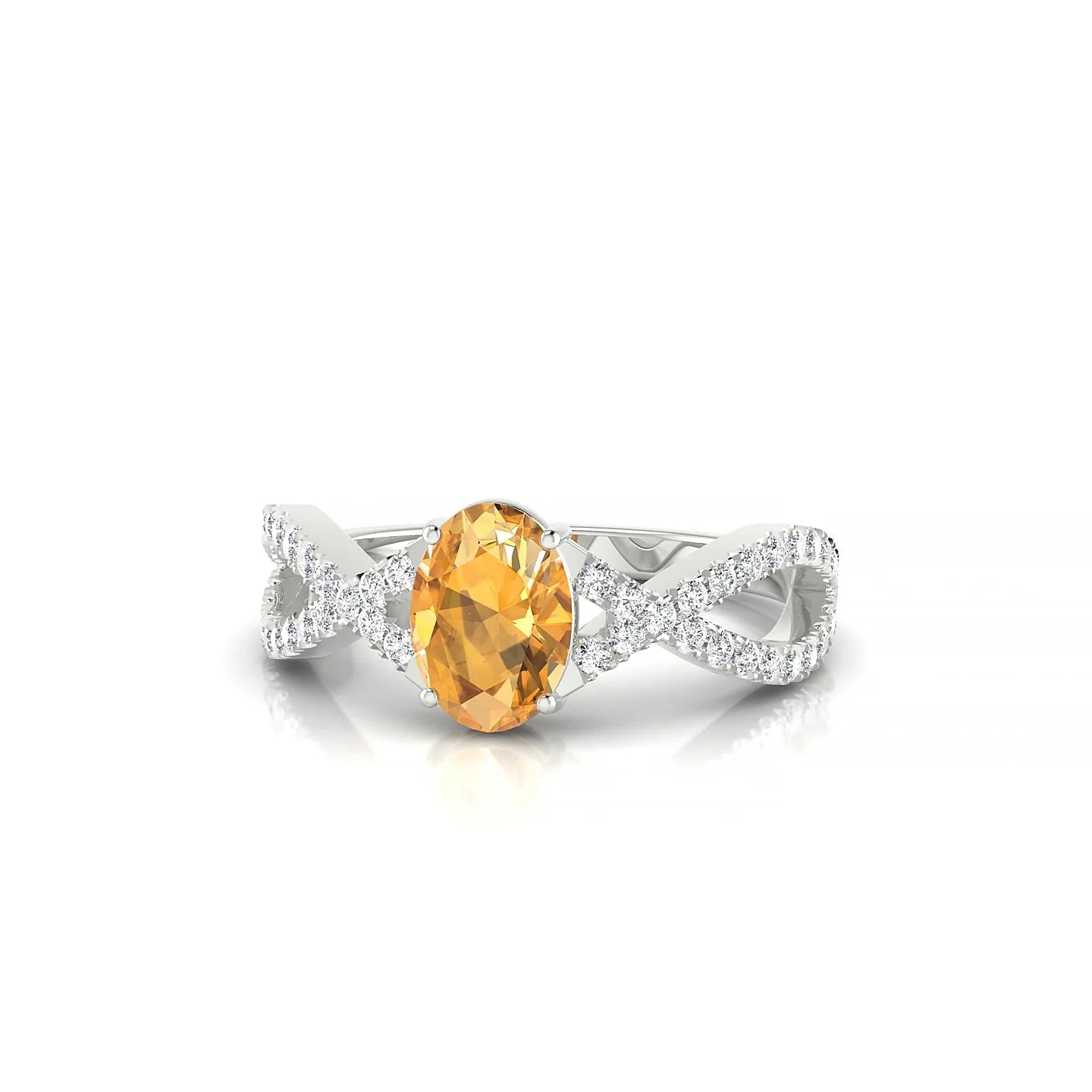 Haze | 18k White Gold 7 x 5 mm Oval Citrine Ring