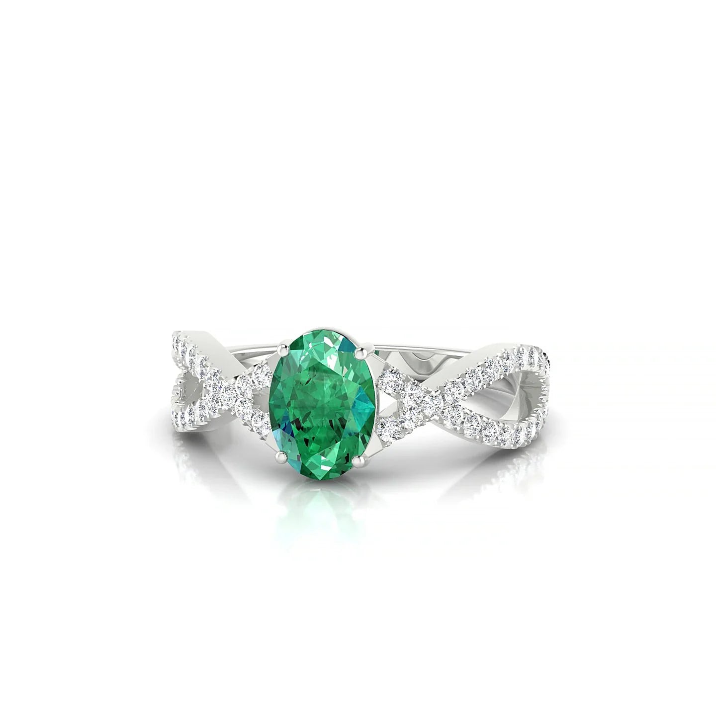 Haze | 18k White Gold 7 x 5 mm Oval Emerald Ring