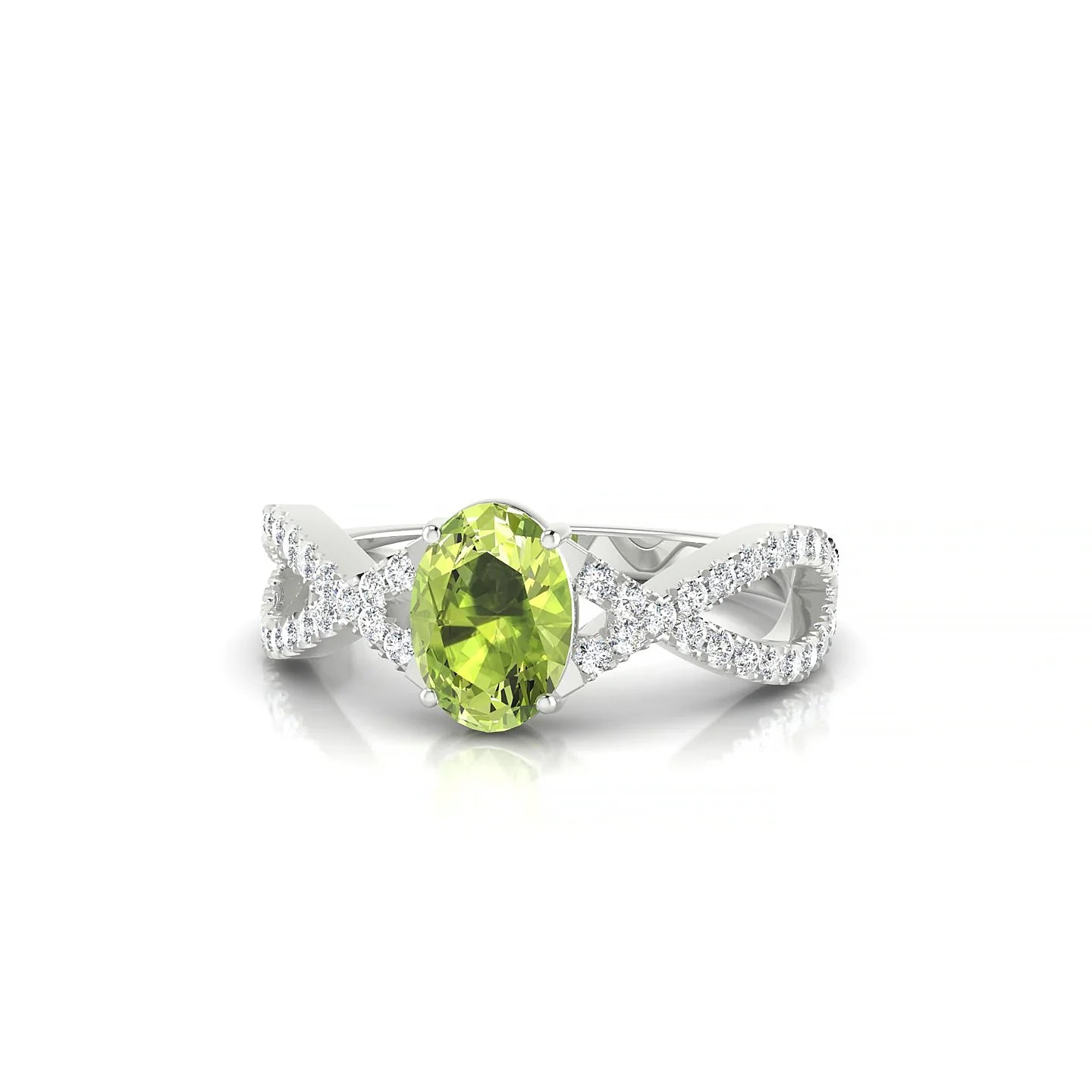Haze | 18k White Gold 7 x 5 mm Oval Peridot Ring