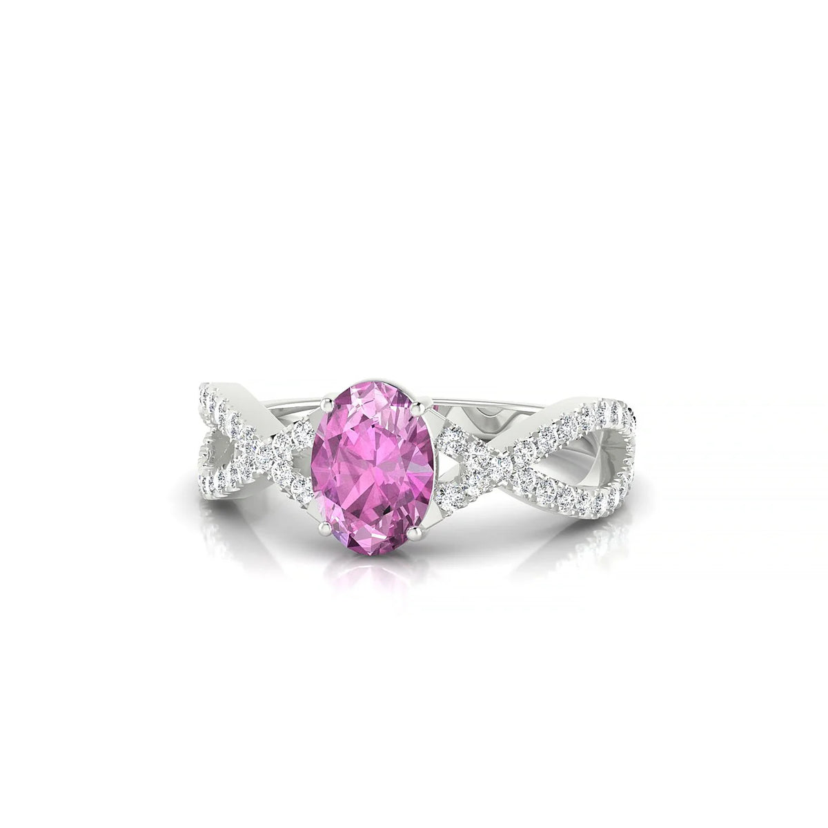Haze | 18k White Gold 7 x 5 mm Oval Pink Sapphire Ring