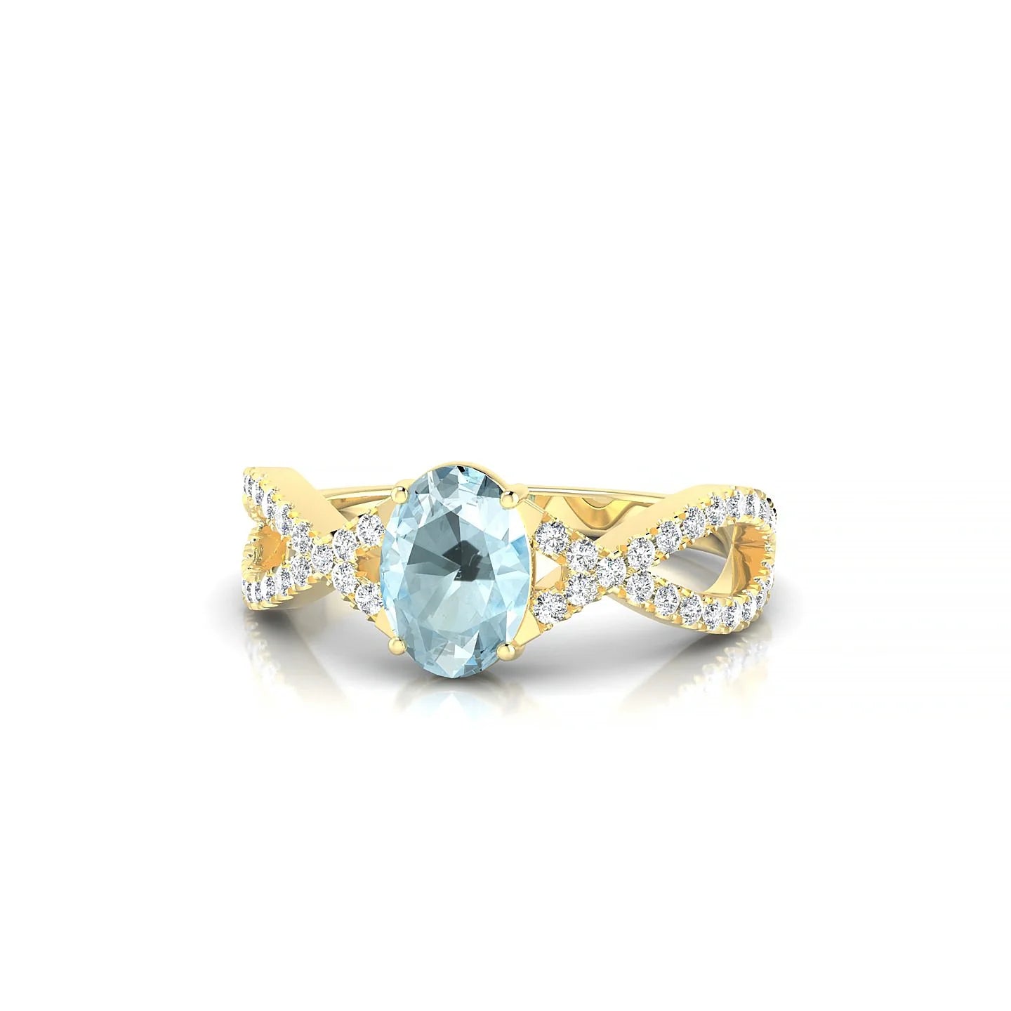 Haze | 18k Yellow Gold 7 x 5 mm Oval Aquamarine Ring