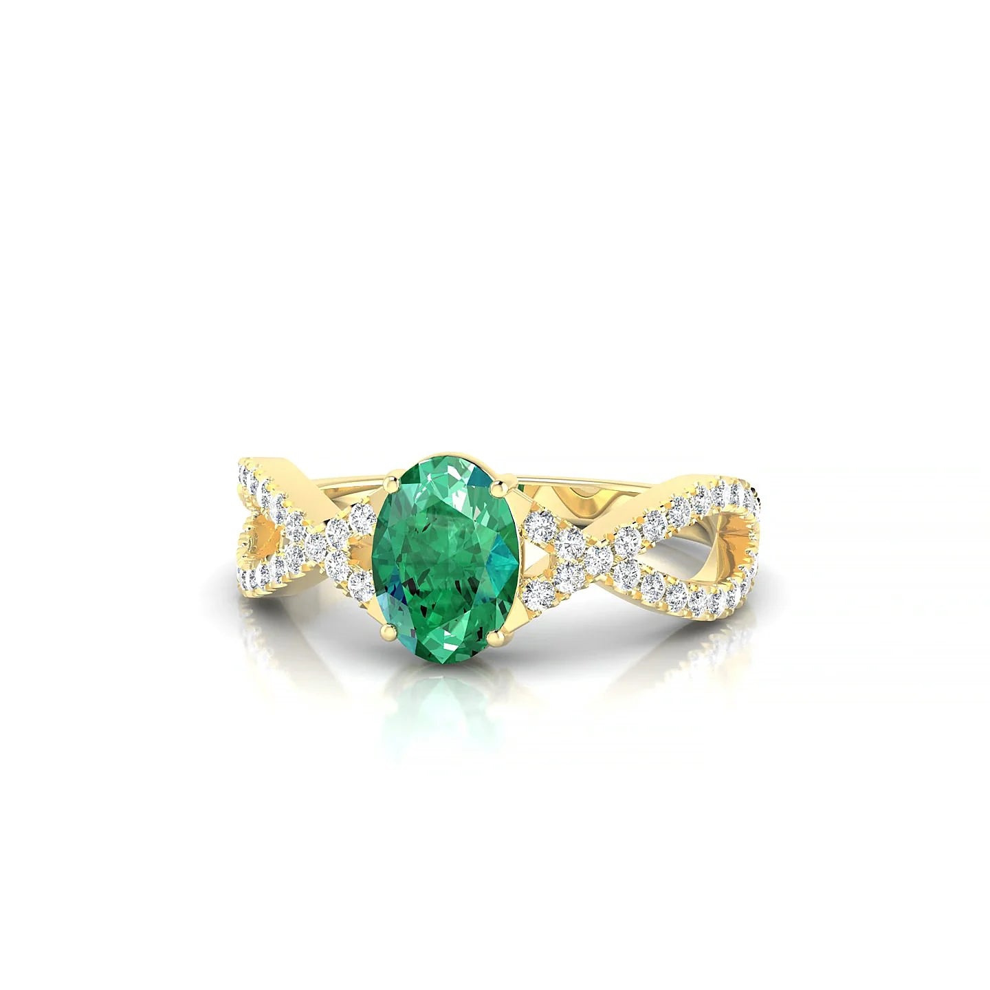 Haze | 18k Yellow Gold 7 x 5 mm Oval Emerald Ring