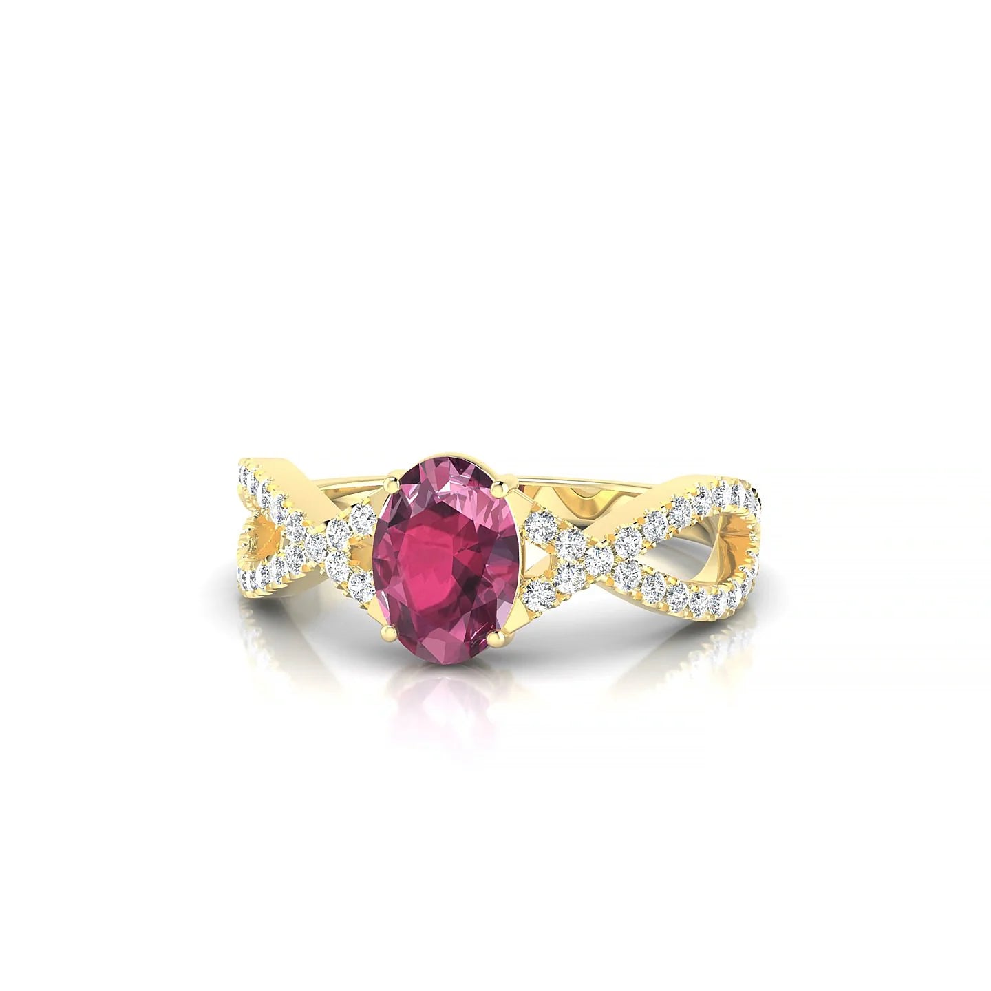 Haze | 18k Yellow Gold 7 x 5 mm Oval Rhodolite Ring