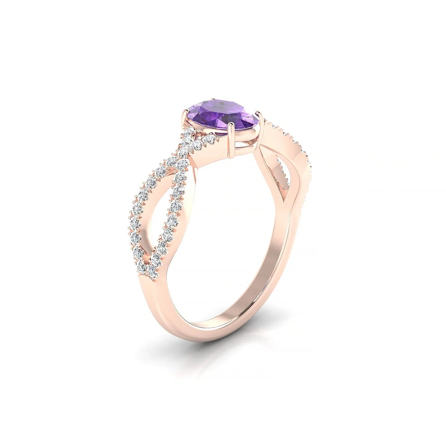 Haze | 18k Rose Gold 7 x 5 mm Oval Amethyst Ring