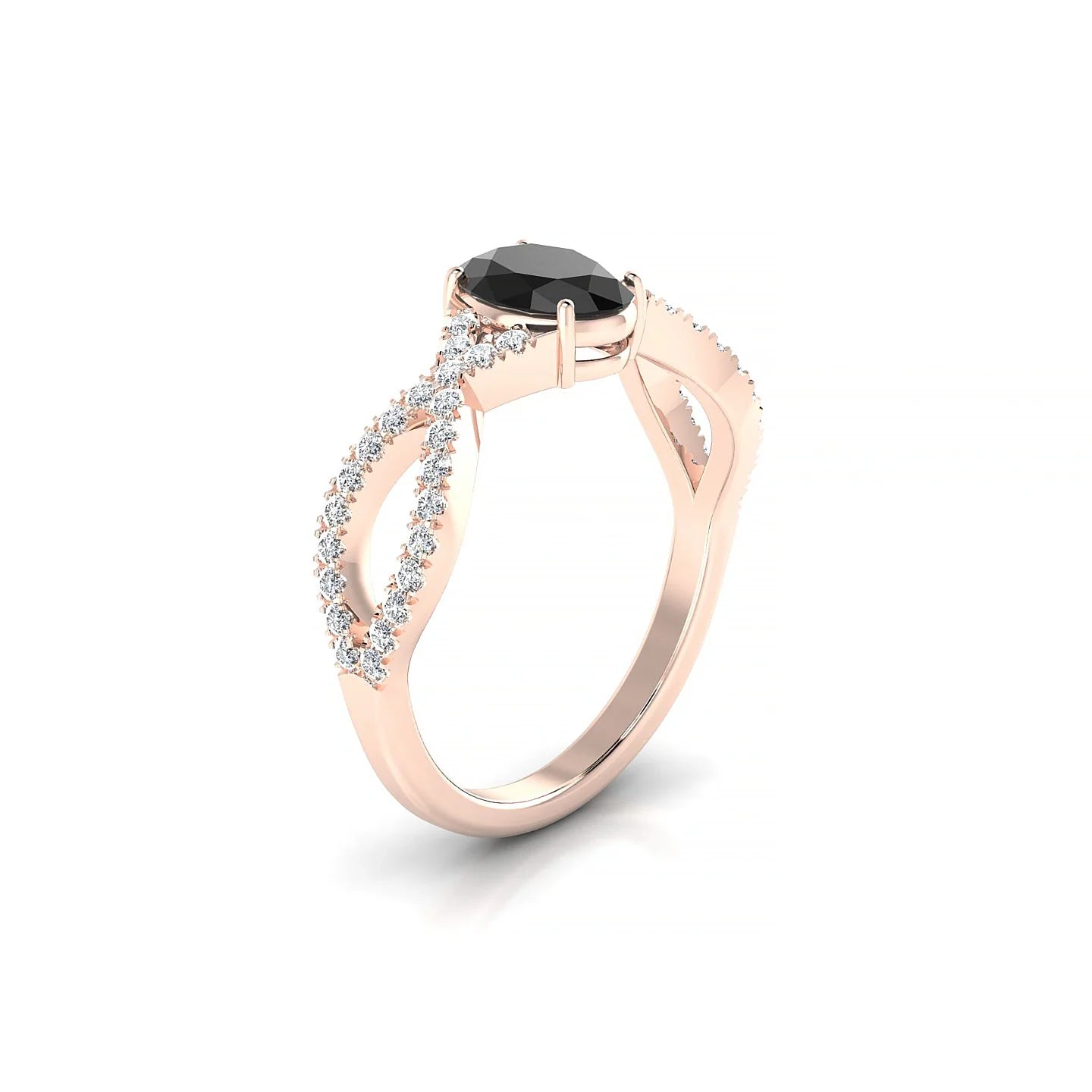 Haze | 18k Rose Gold 7 x 5 mm Oval Black Diamond Ring