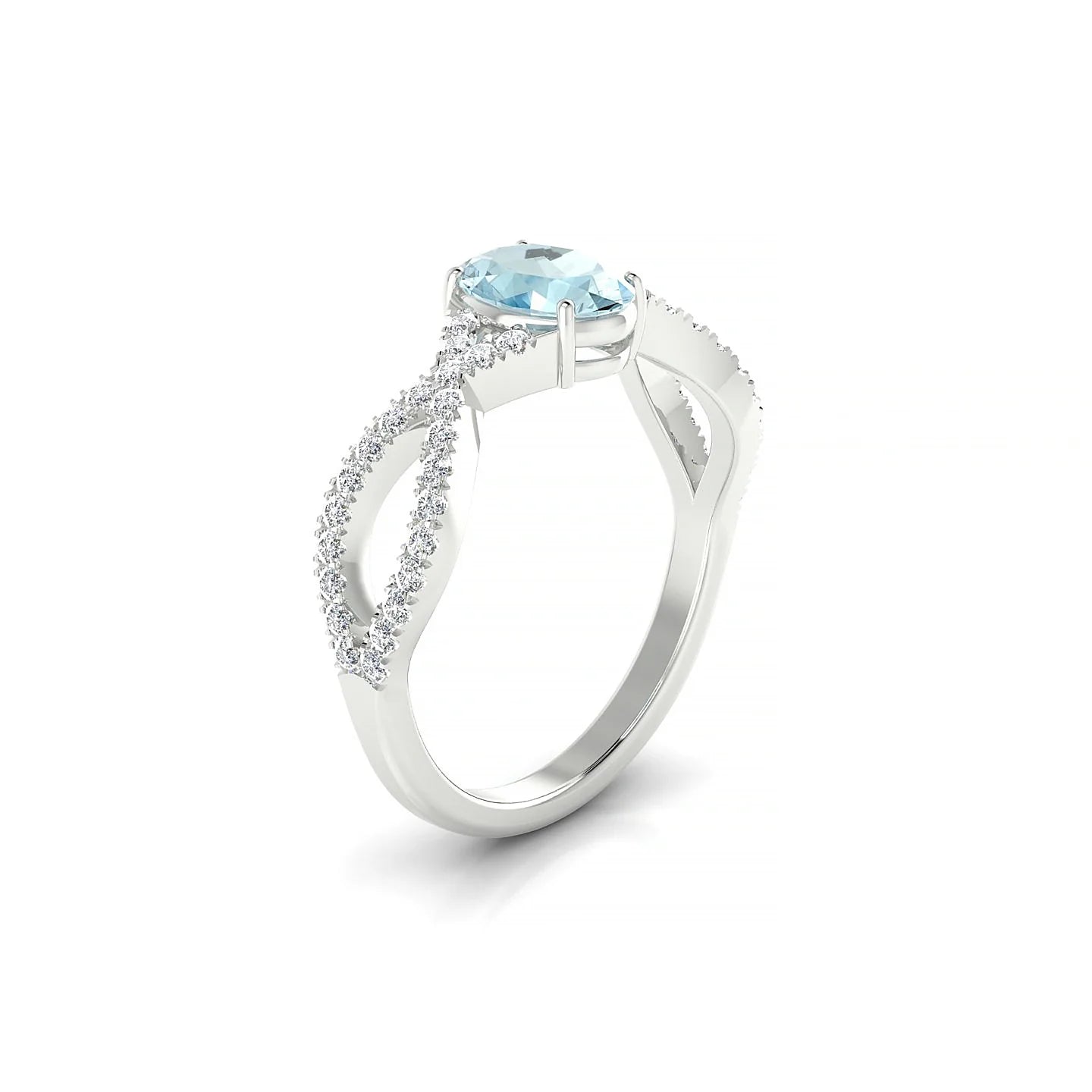 Haze | 18k White Gold 7 x 5 mm Oval Aquamarine Ring