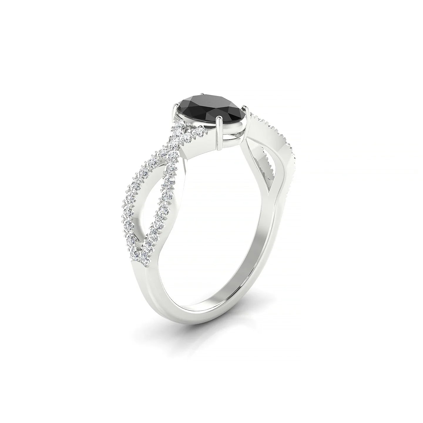 Haze | 18k White Gold 7 x 5 mm Oval Black Diamond Ring