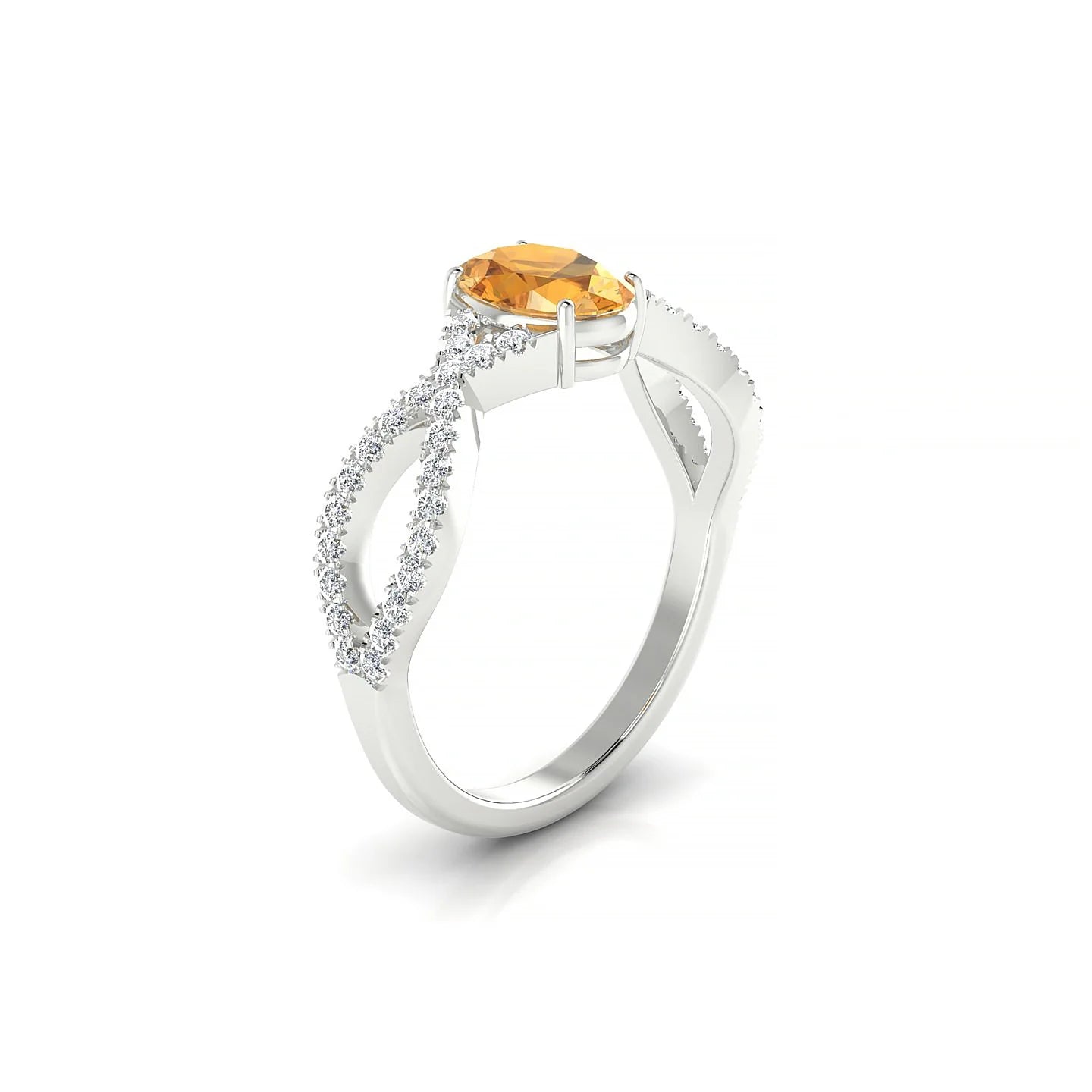 Haze | 18k White Gold 7 x 5 mm Oval Citrine Ring