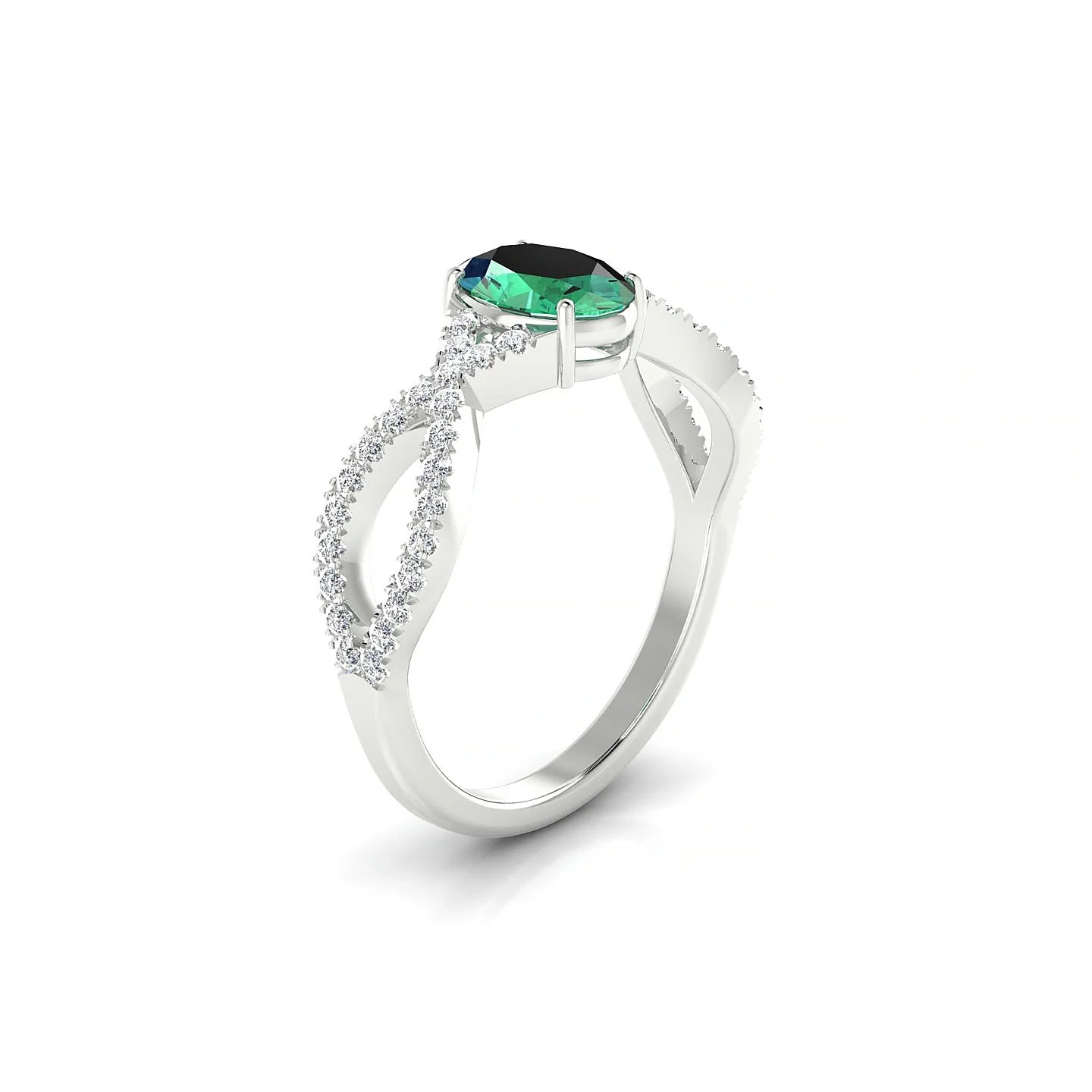 Haze | 18k White Gold 7 x 5 mm Oval Emerald Ring