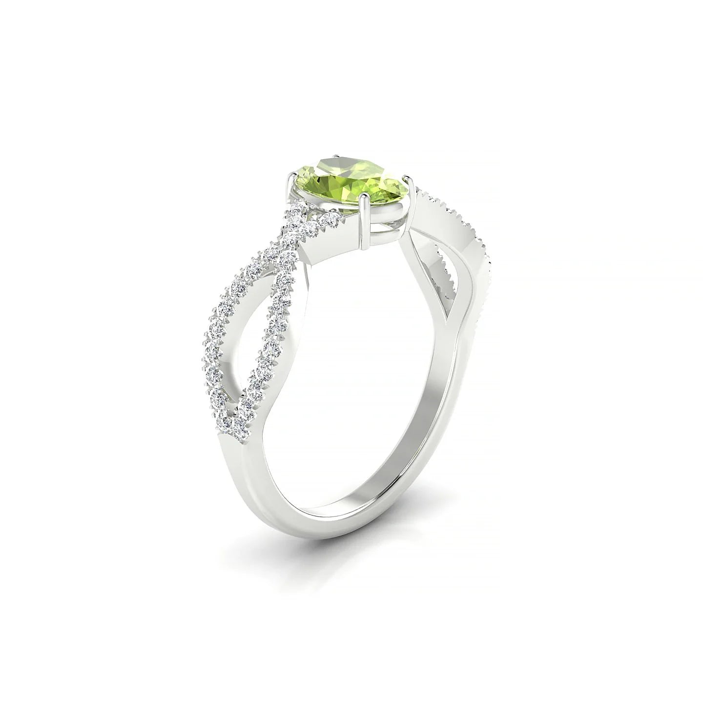 Haze | 18k White Gold 7 x 5 mm Oval Peridot Ring