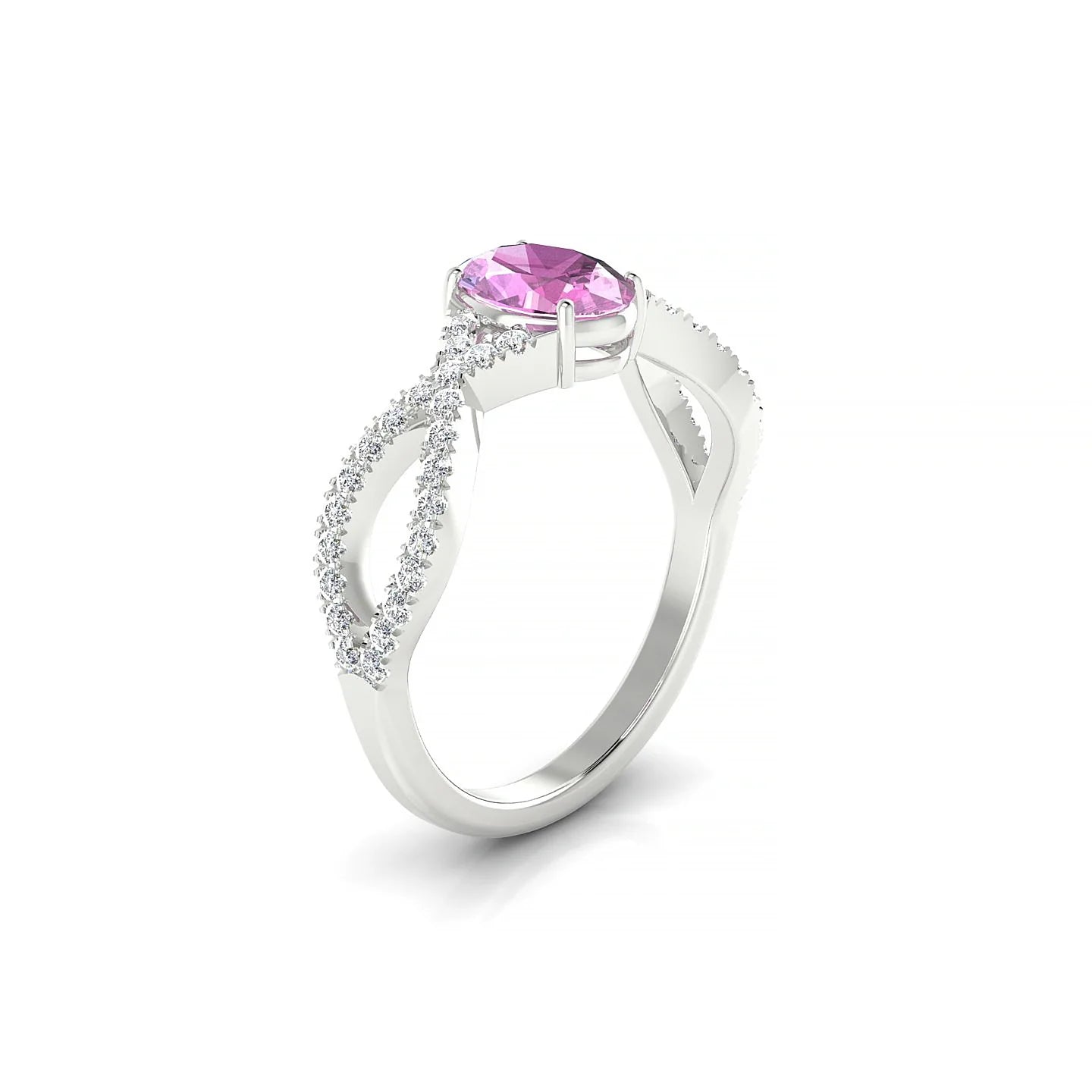 Haze | 18k White Gold 7 x 5 mm Oval Pink Sapphire Ring