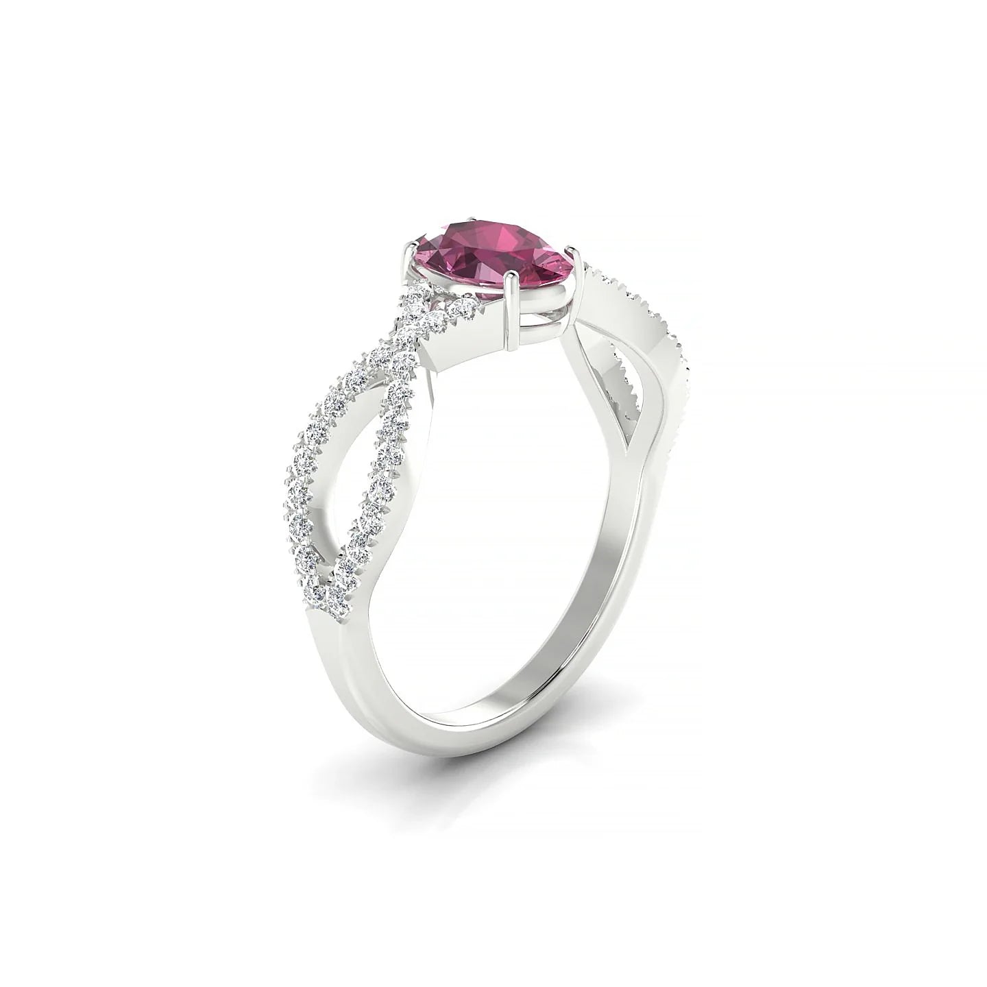 Haze | 18k White Gold 7 x 5 mm Oval Rhodolite Ring