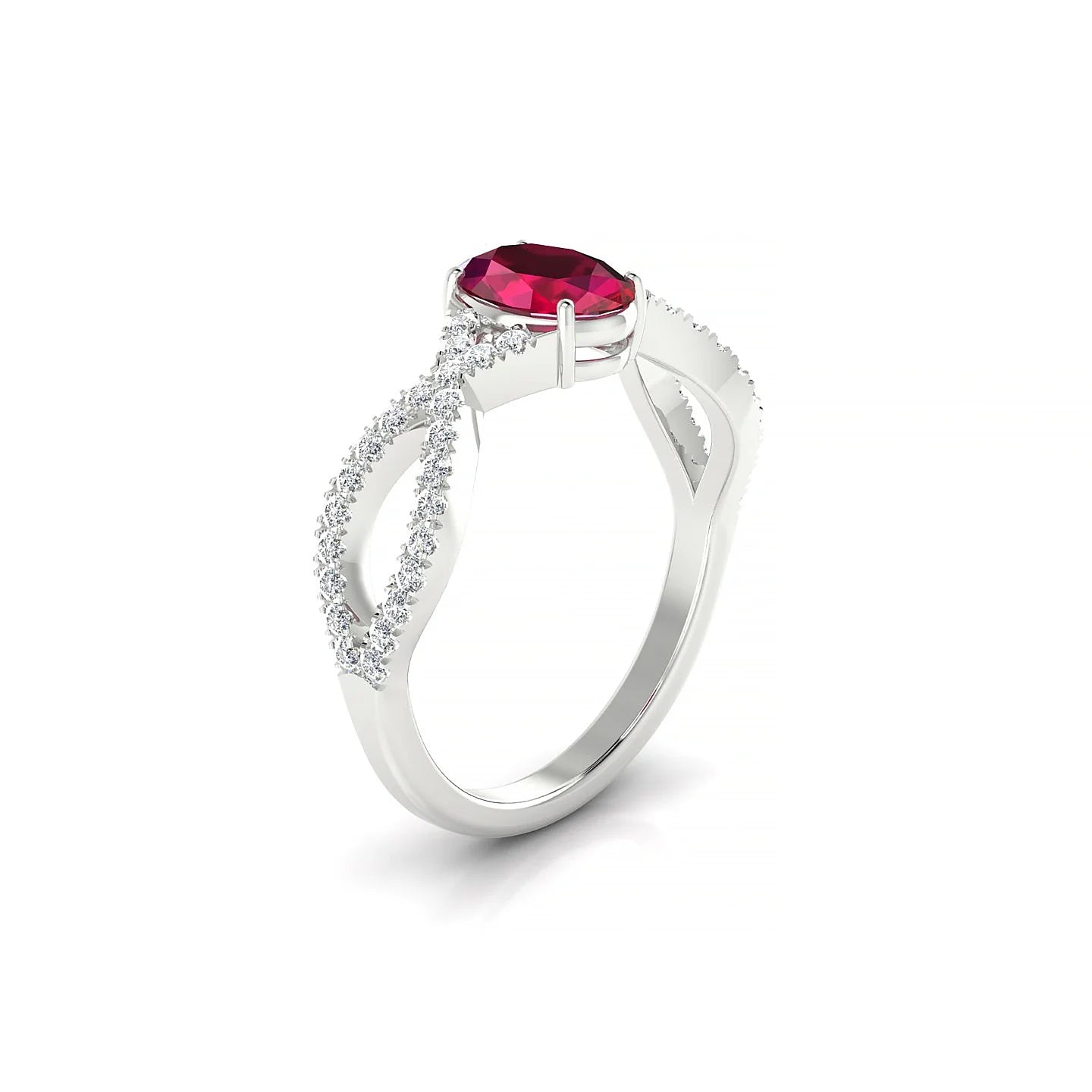 Haze | 18k White Gold 7 x 5 mm Oval Ruby Ring
