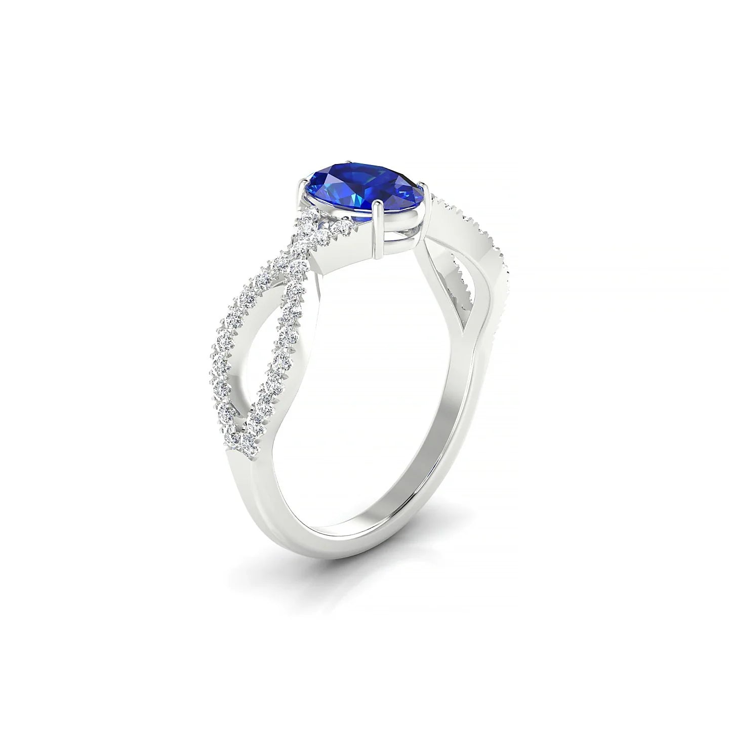 Haze | 18k White Gold 7 x 5 mm Oval Sapphire Ring