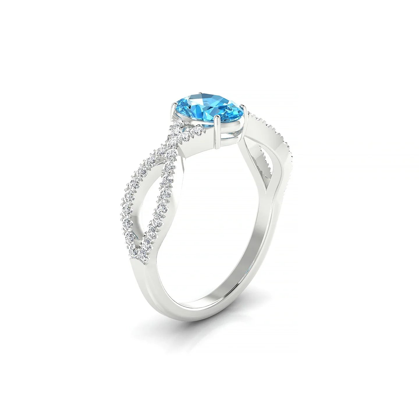 Haze | 18k White Gold 7 x 5 mm Oval Topaz Ring