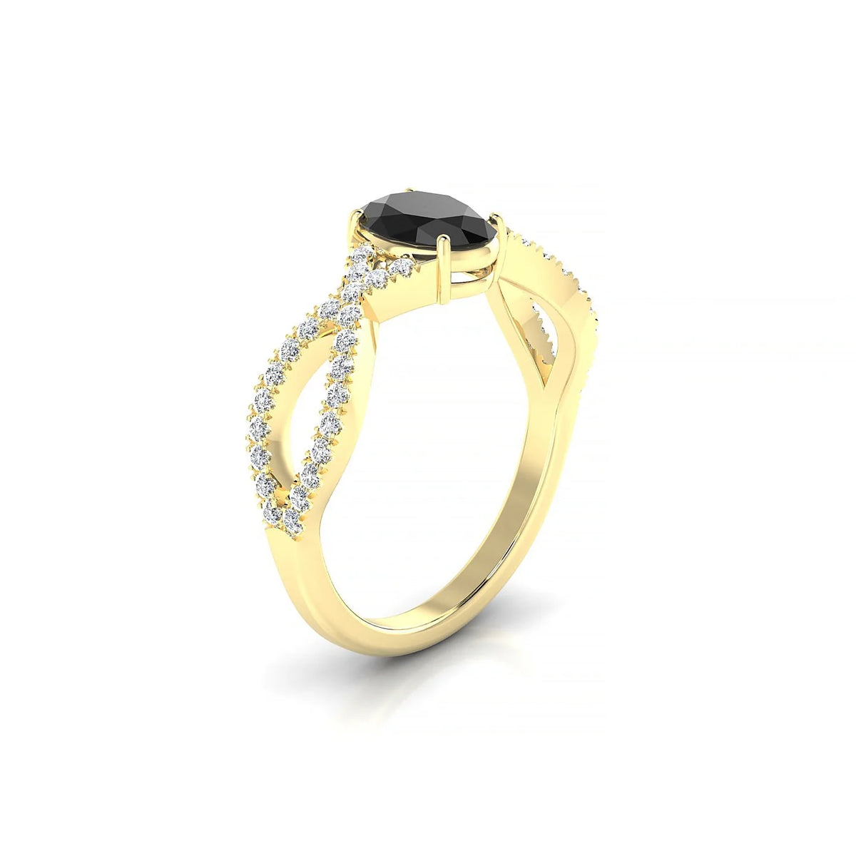 Haze | 18k Yellow Gold 7 x 5 mm Oval Black Diamond Ring