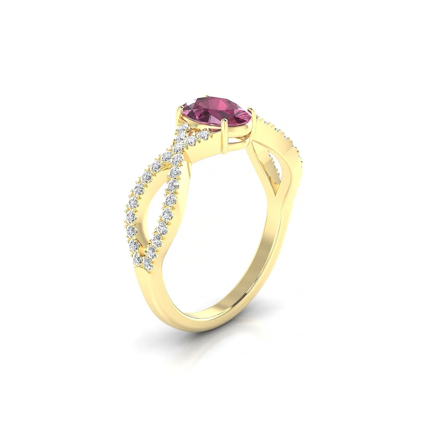 Haze | 18k Yellow Gold 7 x 5 mm Oval Rhodolite Ring