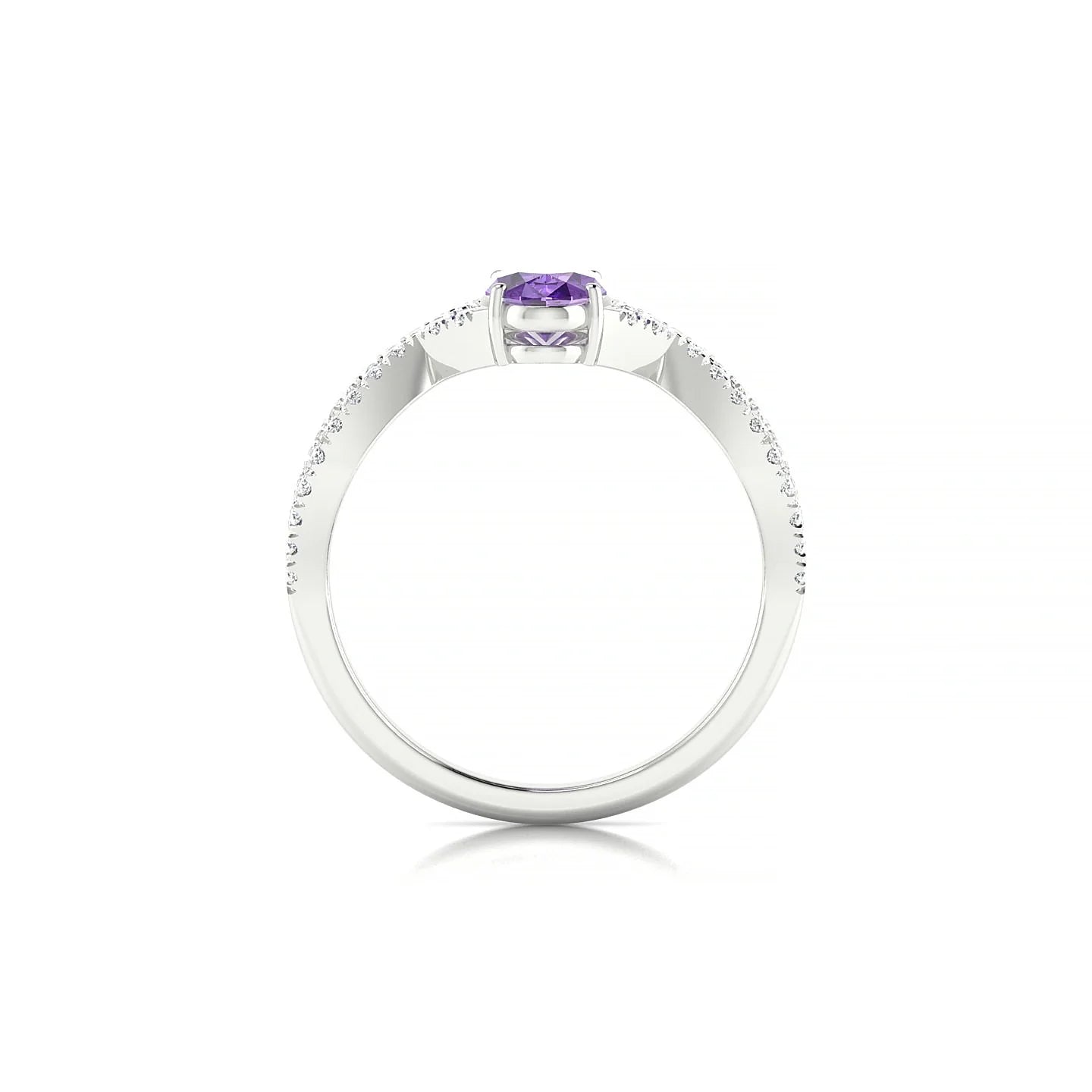 Haze | 18k White Gold 7 x 5 mm Oval Amethyst Ring