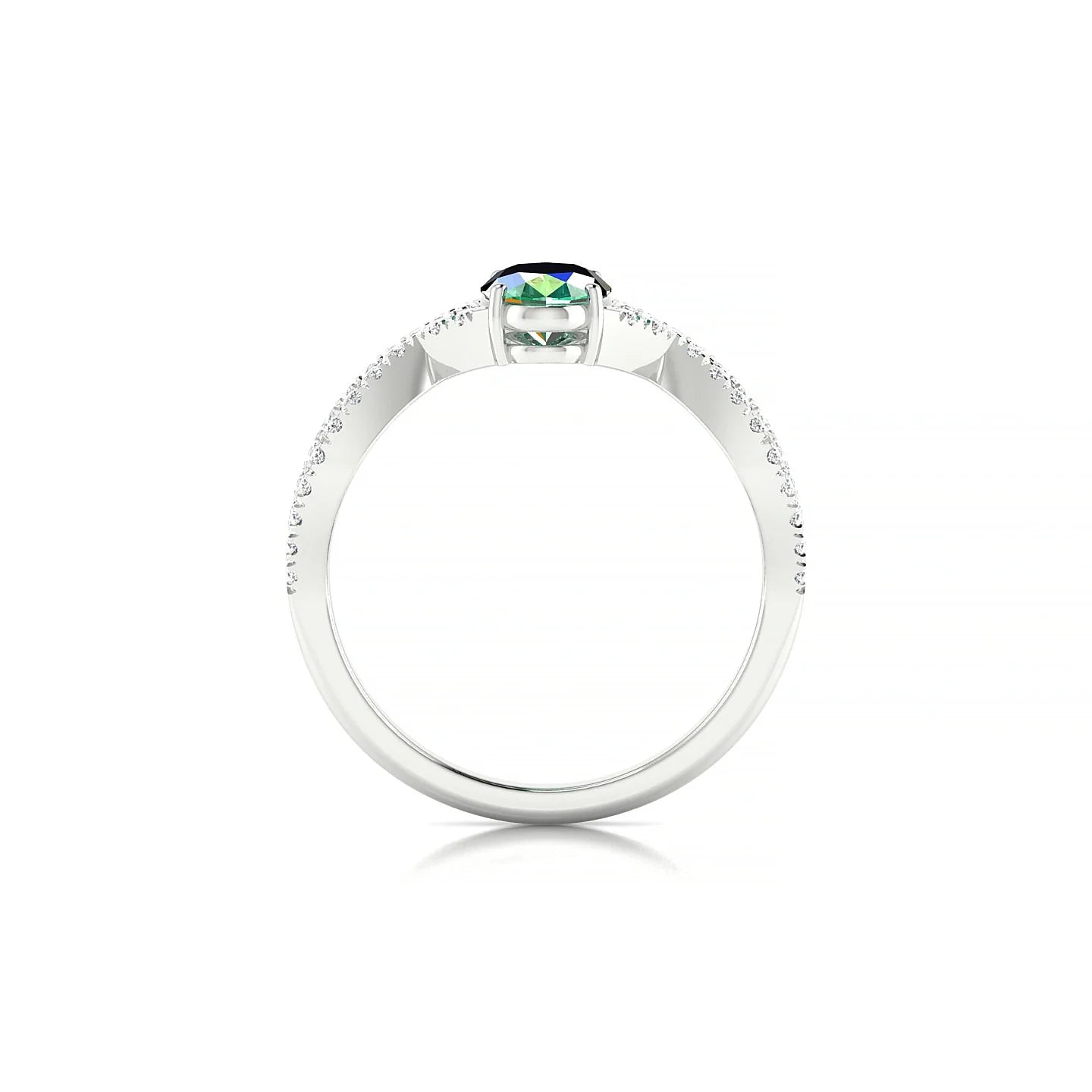 Haze | 18k White Gold 7 x 5 mm Oval Emerald Ring