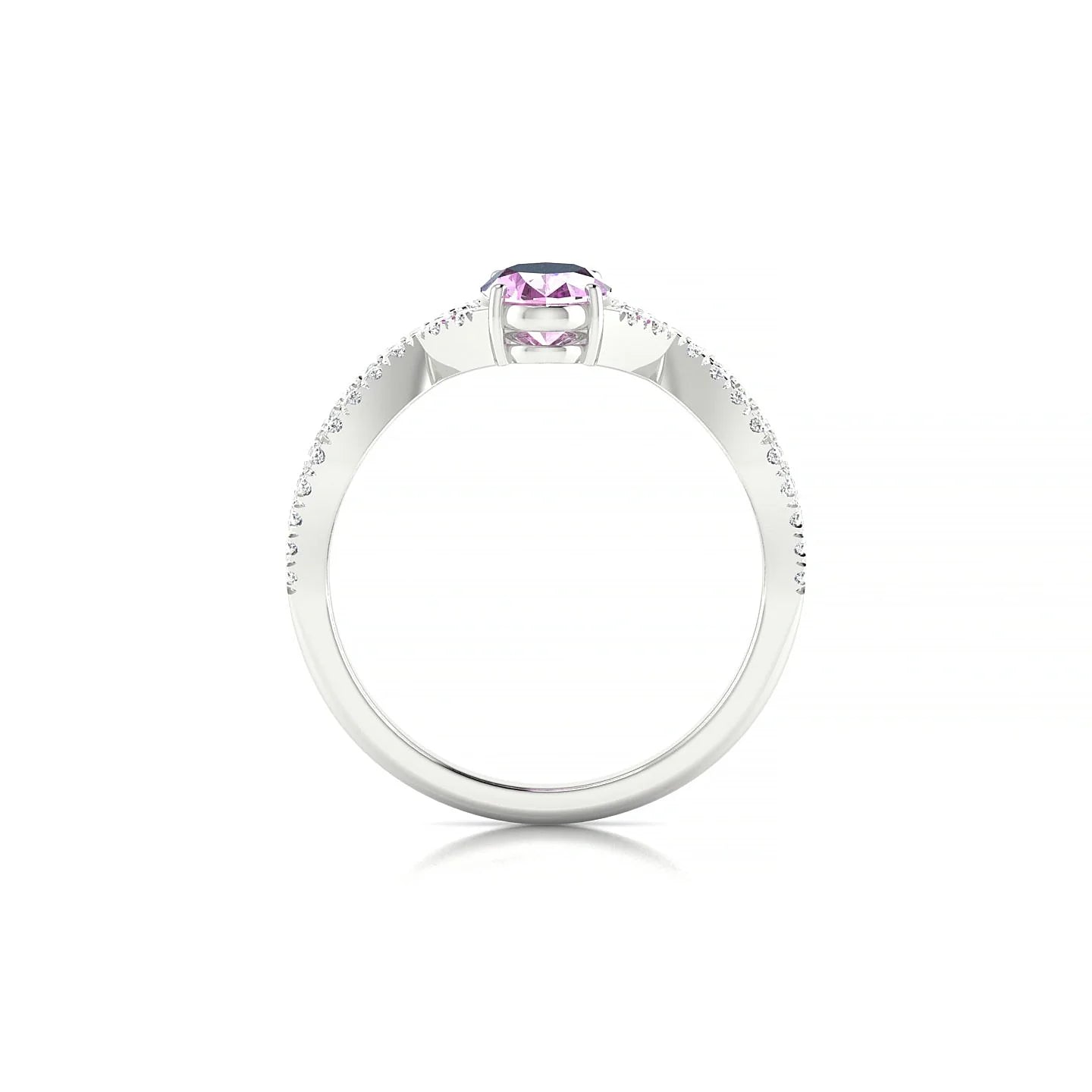 Haze | 18k White Gold 7 x 5 mm Oval Pink Sapphire Ring