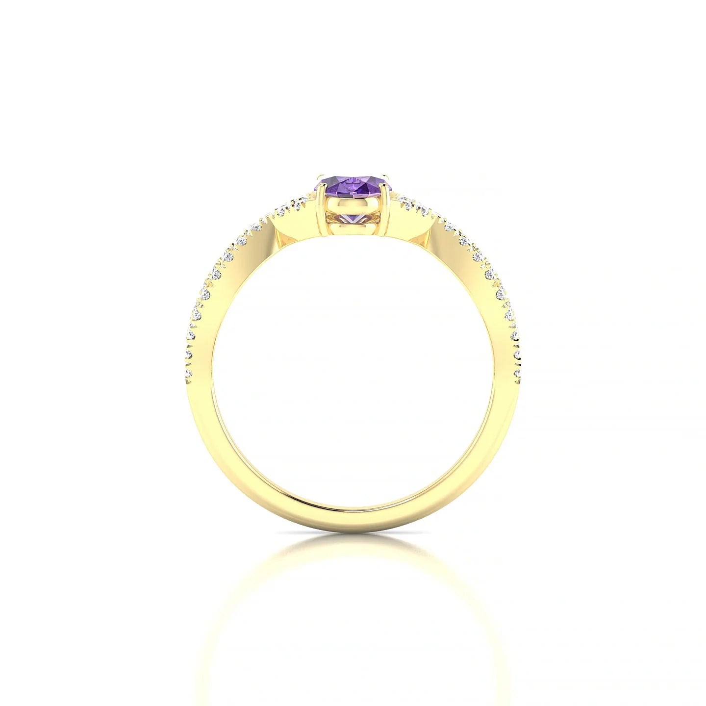 Haze | 18k Yellow Gold 7 x 5 mm Oval Amethyst Ring