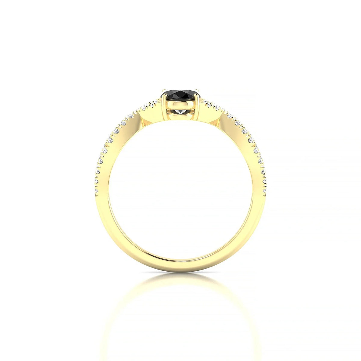 Haze | 18k Yellow Gold 7 x 5 mm Oval Black Diamond Ring