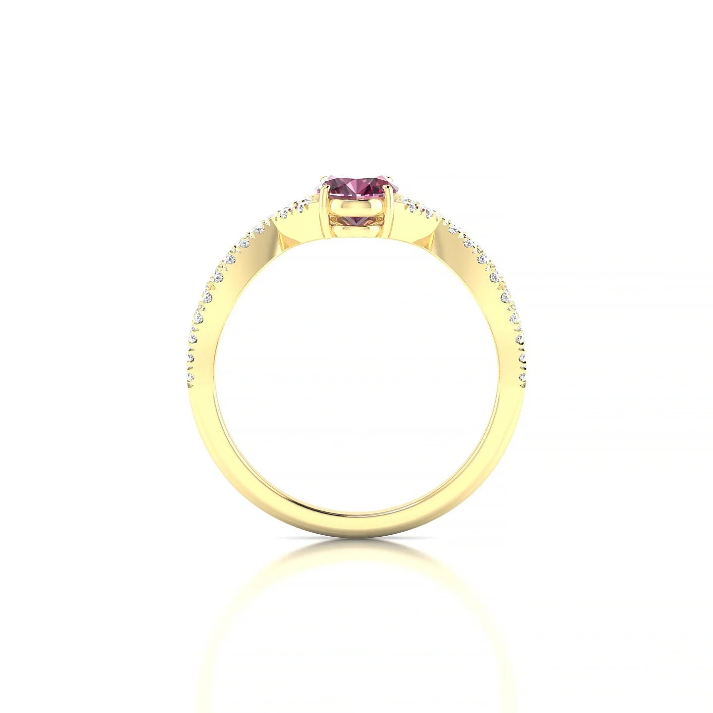 Haze | 18k Yellow Gold 7 x 5 mm Oval Rhodolite Ring