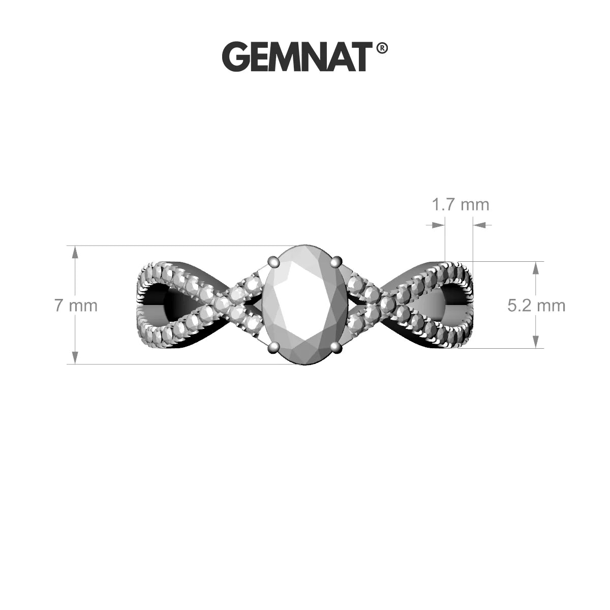 Haze | 18k White Gold 7 x 5 mm Oval Amethyst Ring