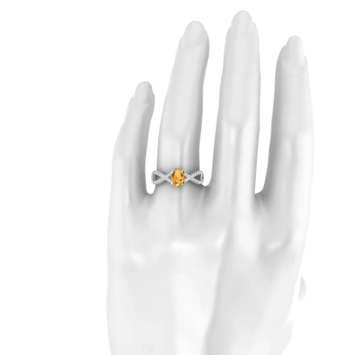 Haze | 18k White Gold 7 x 5 mm Oval Citrine Ring