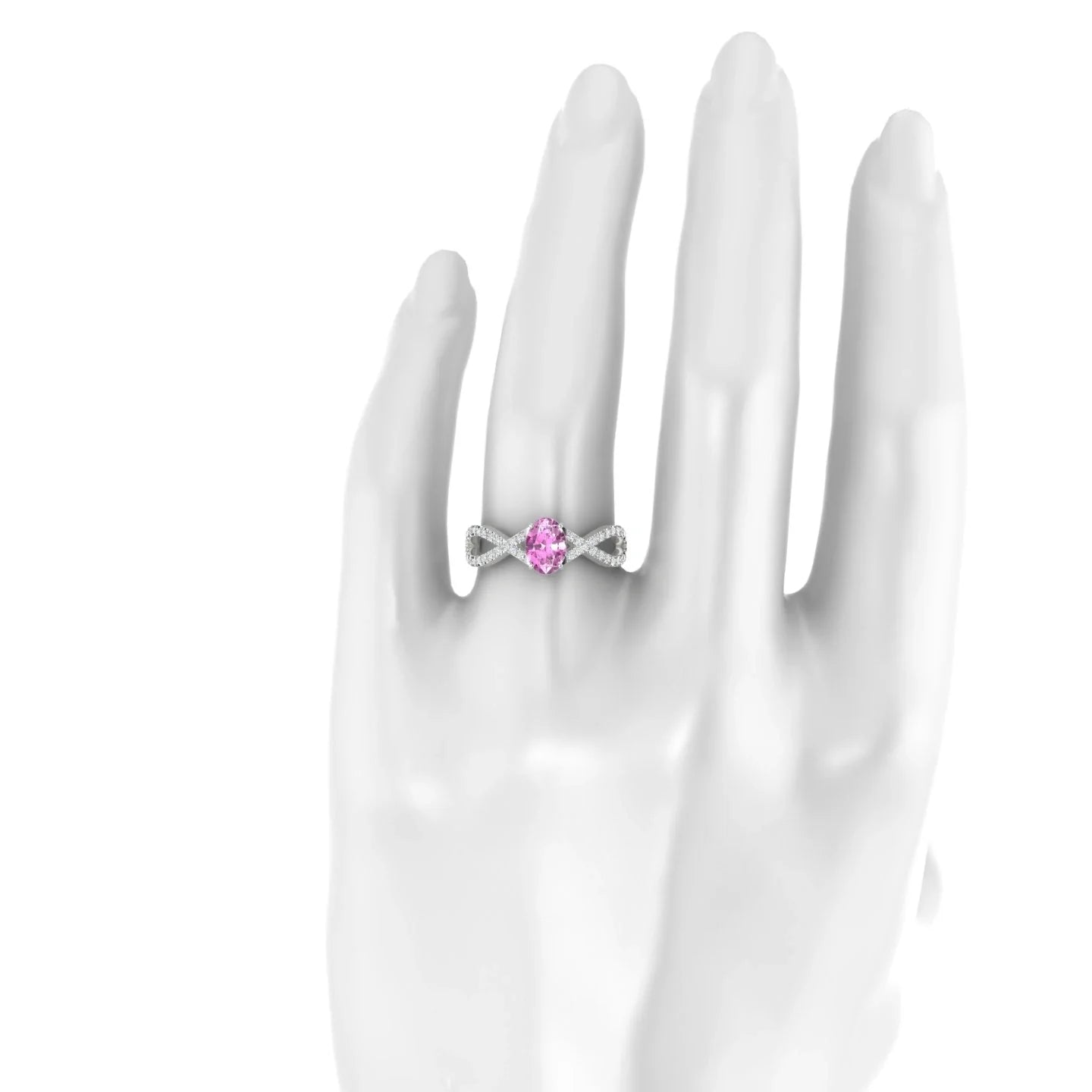 Haze | 18k White Gold 7 x 5 mm Oval Pink Sapphire Ring