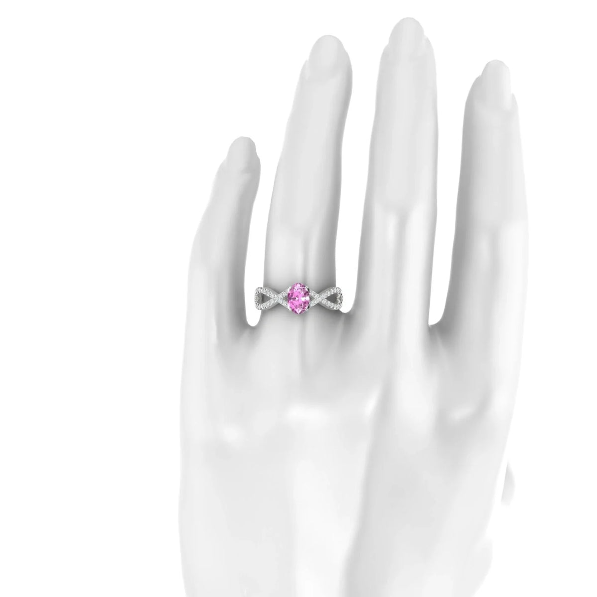 Haze | 18k White Gold 7 x 5 mm Oval Pink Sapphire Ring