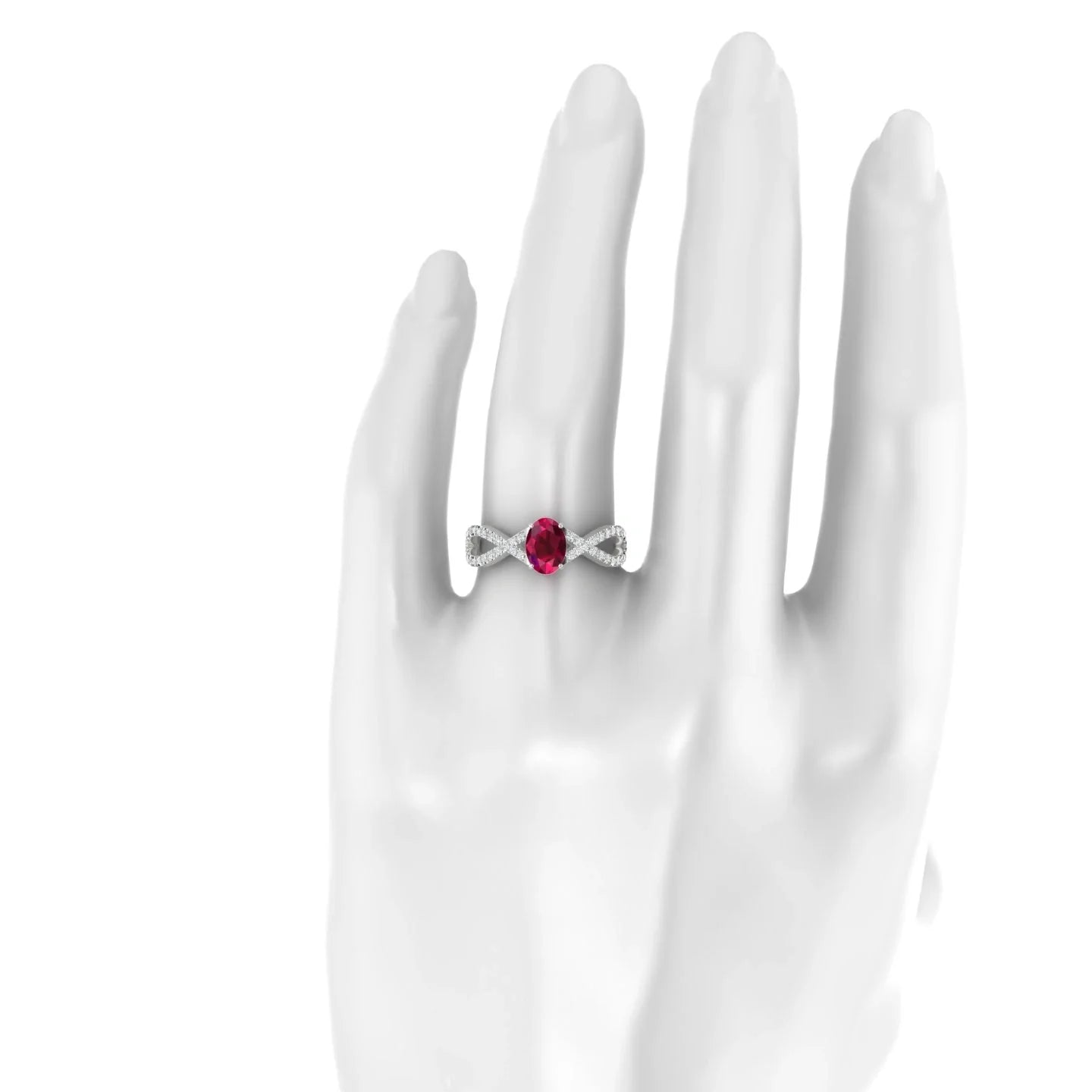 Haze | 18k White Gold 7 x 5 mm Oval Ruby Ring