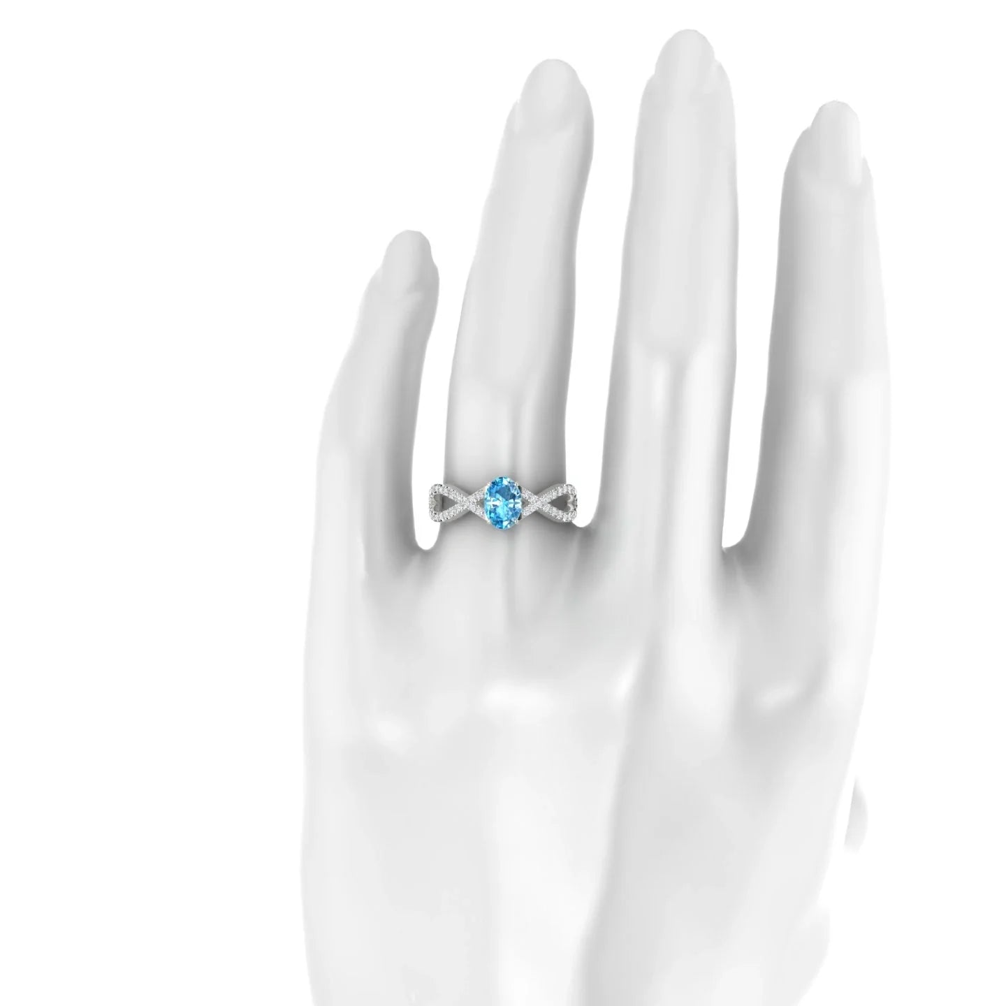 Haze | 18k White Gold 7 x 5 mm Oval Topaz Ring