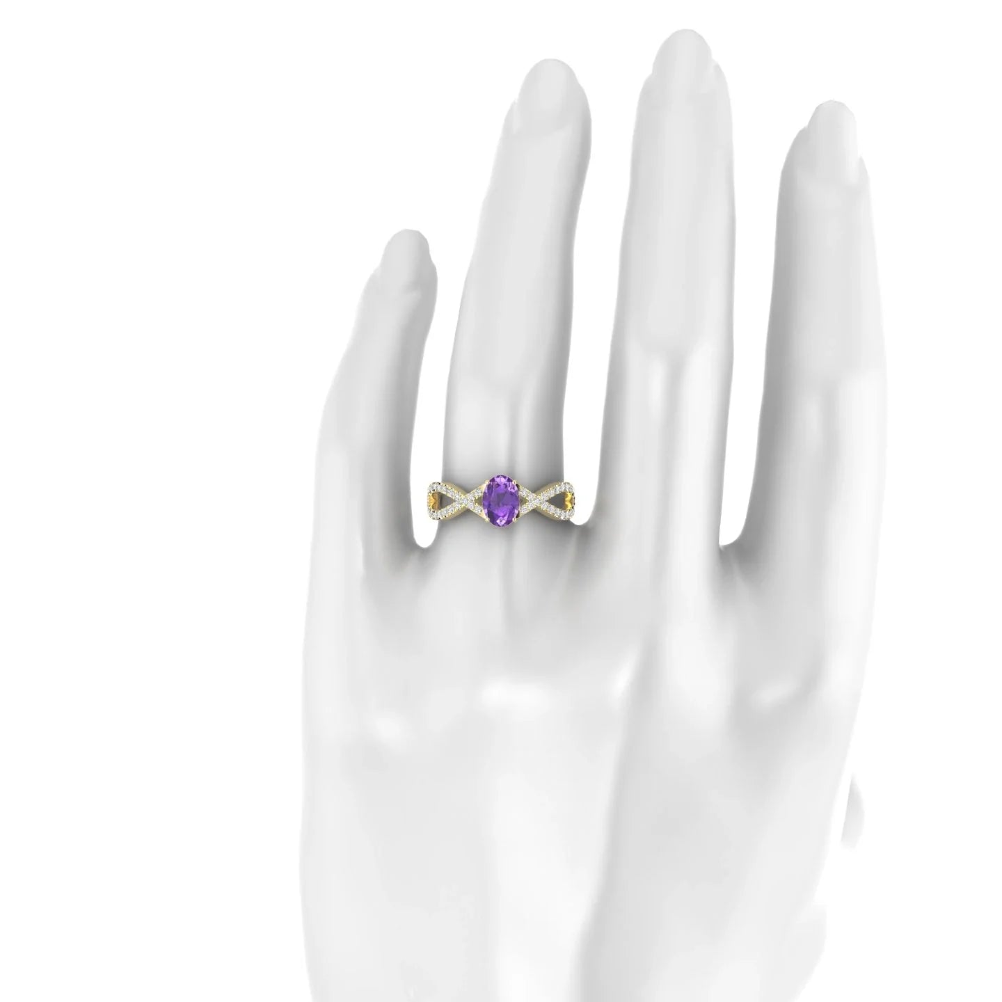 Haze | 18k Yellow Gold 7 x 5 mm Oval Amethyst Ring