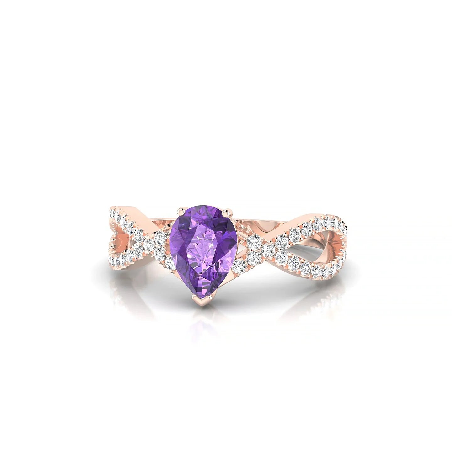 Haze | 18k Rose Gold 7 x 5 mm Pear Amethyst Ring