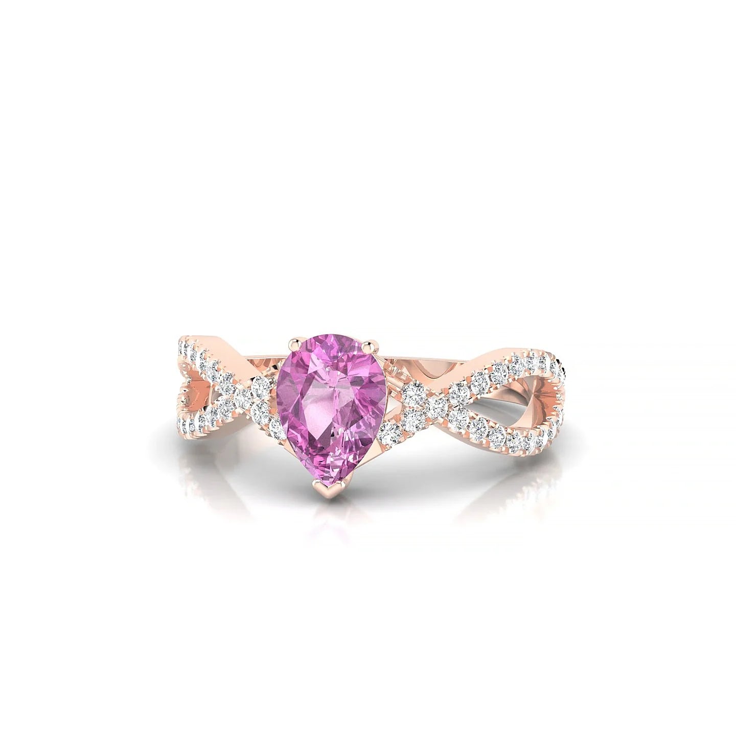 Haze | 18k Rose Gold 7 x 5 mm Pear Pink Sapphire Ring
