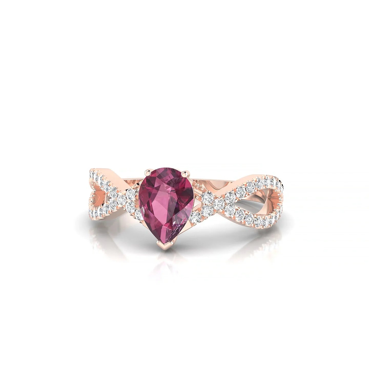 Haze | 18k Rose Gold 7 x 5 mm Pear Rhodolite Ring