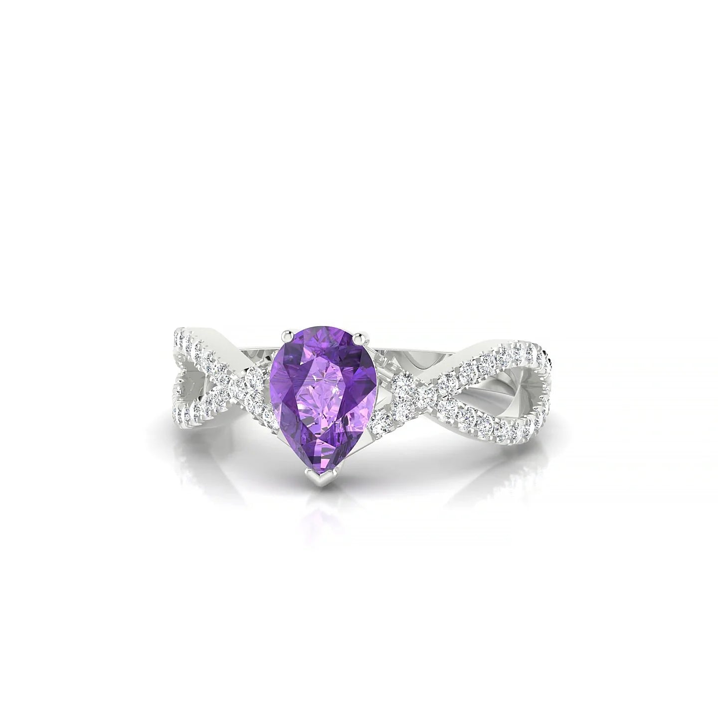 Haze | 18k White Gold 7 x 5 mm Pear Amethyst Ring
