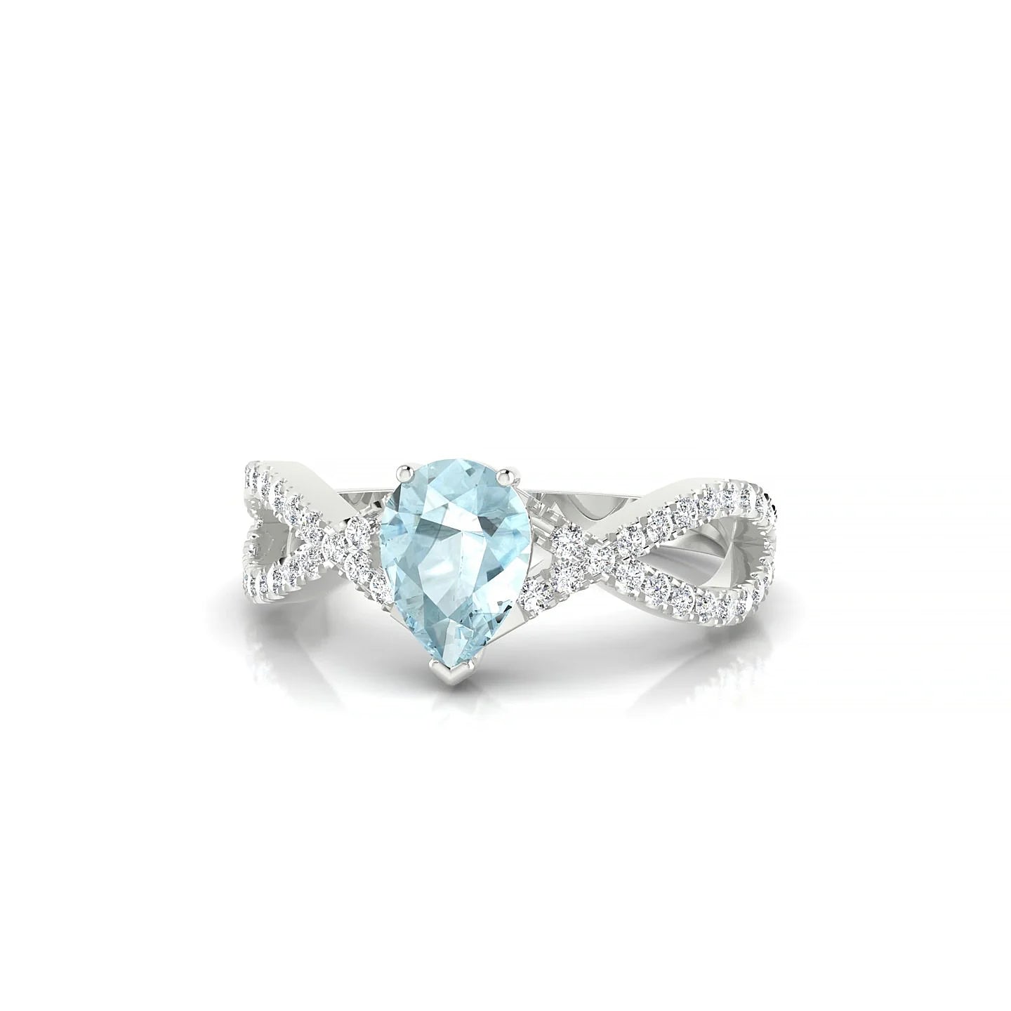 Haze | 18k White Gold 7 x 5 mm Pear Aquamarine Ring