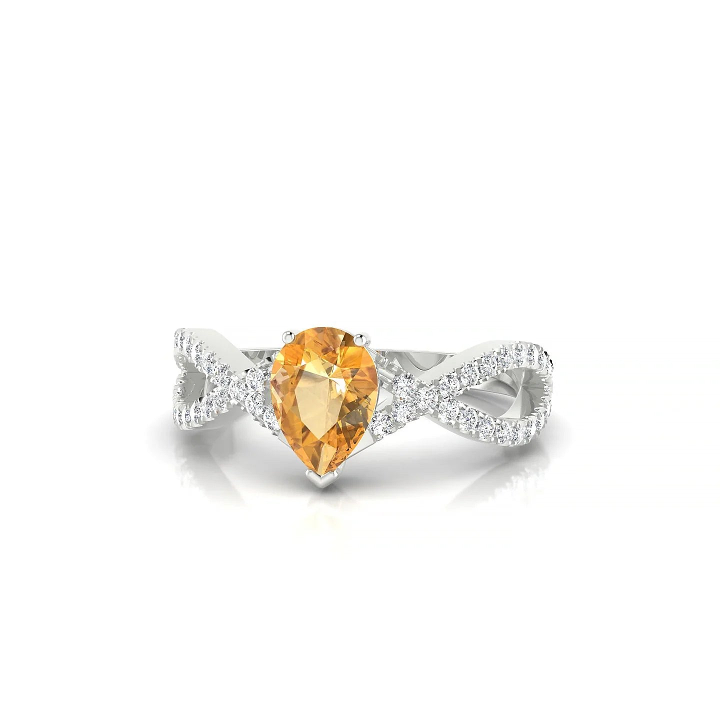 Haze | 18k White Gold 7 x 5 mm Pear Citrine Ring