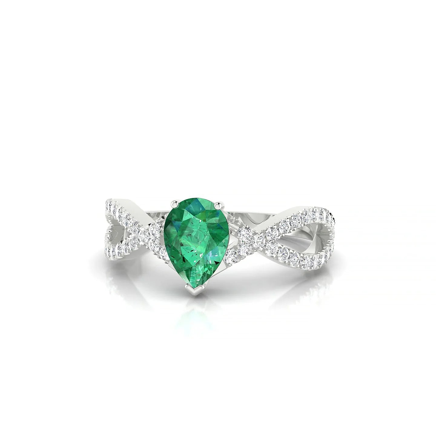 Haze | 18k White Gold 7 x 5 mm Pear Emerald Ring
