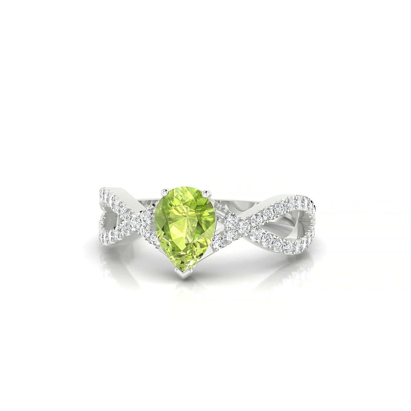 Haze | 18k White Gold 7 x 5 mm Pear Peridot Ring