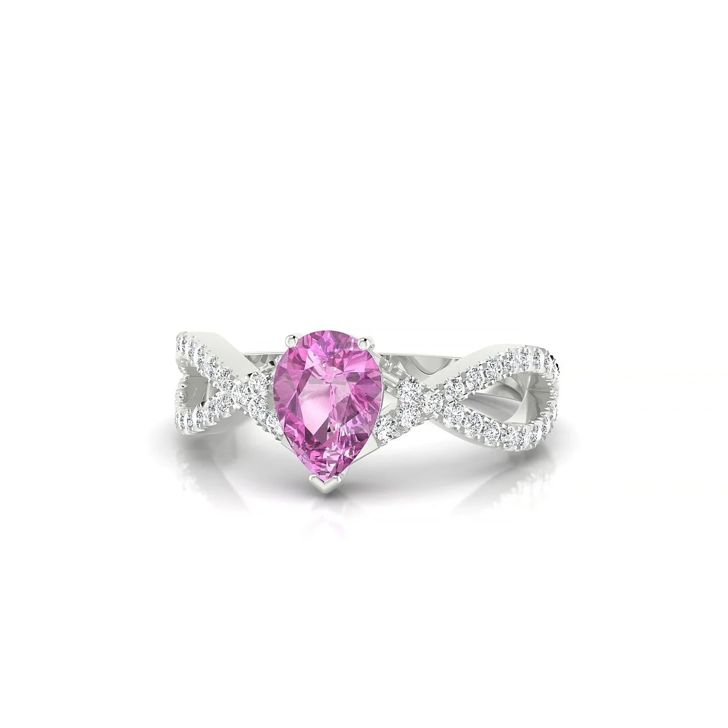 Haze | 18k White Gold 7 x 5 mm Pear Pink Sapphire Ring