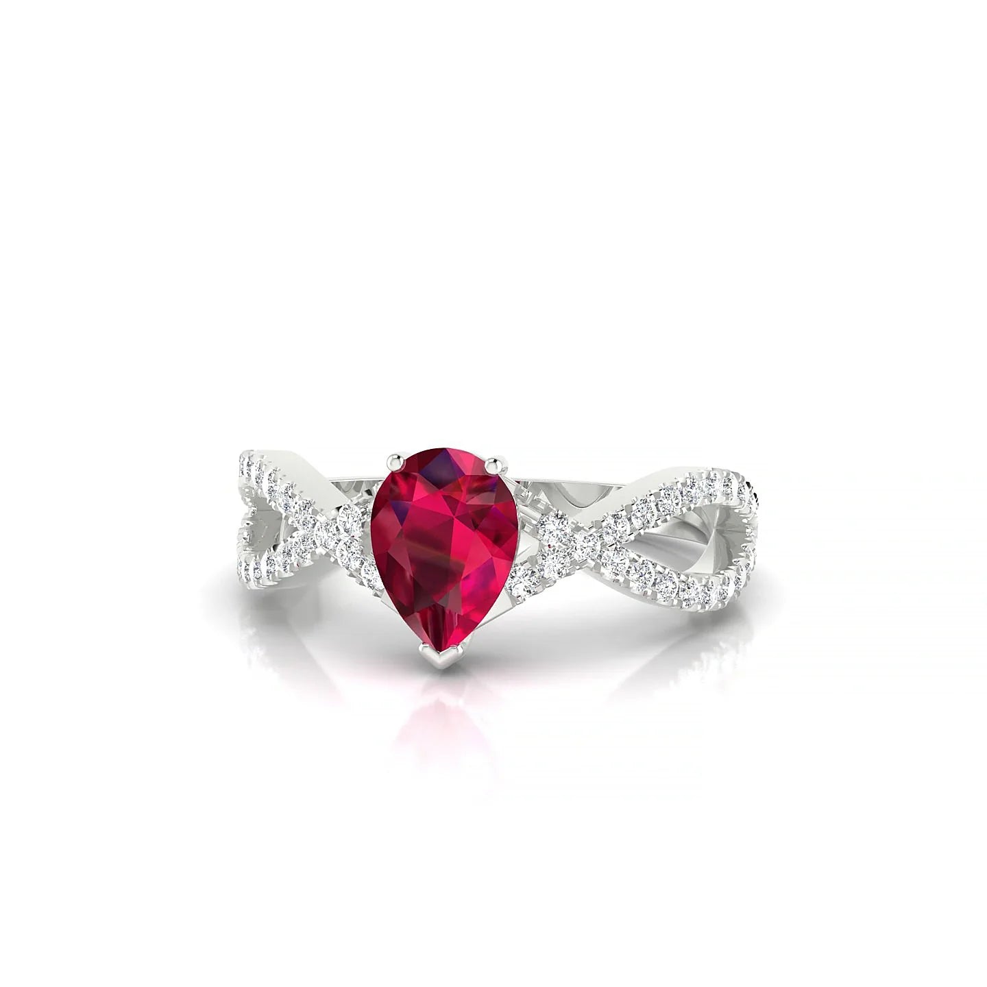 Haze | 18k White Gold 7 x 5 mm Pear Ruby Ring