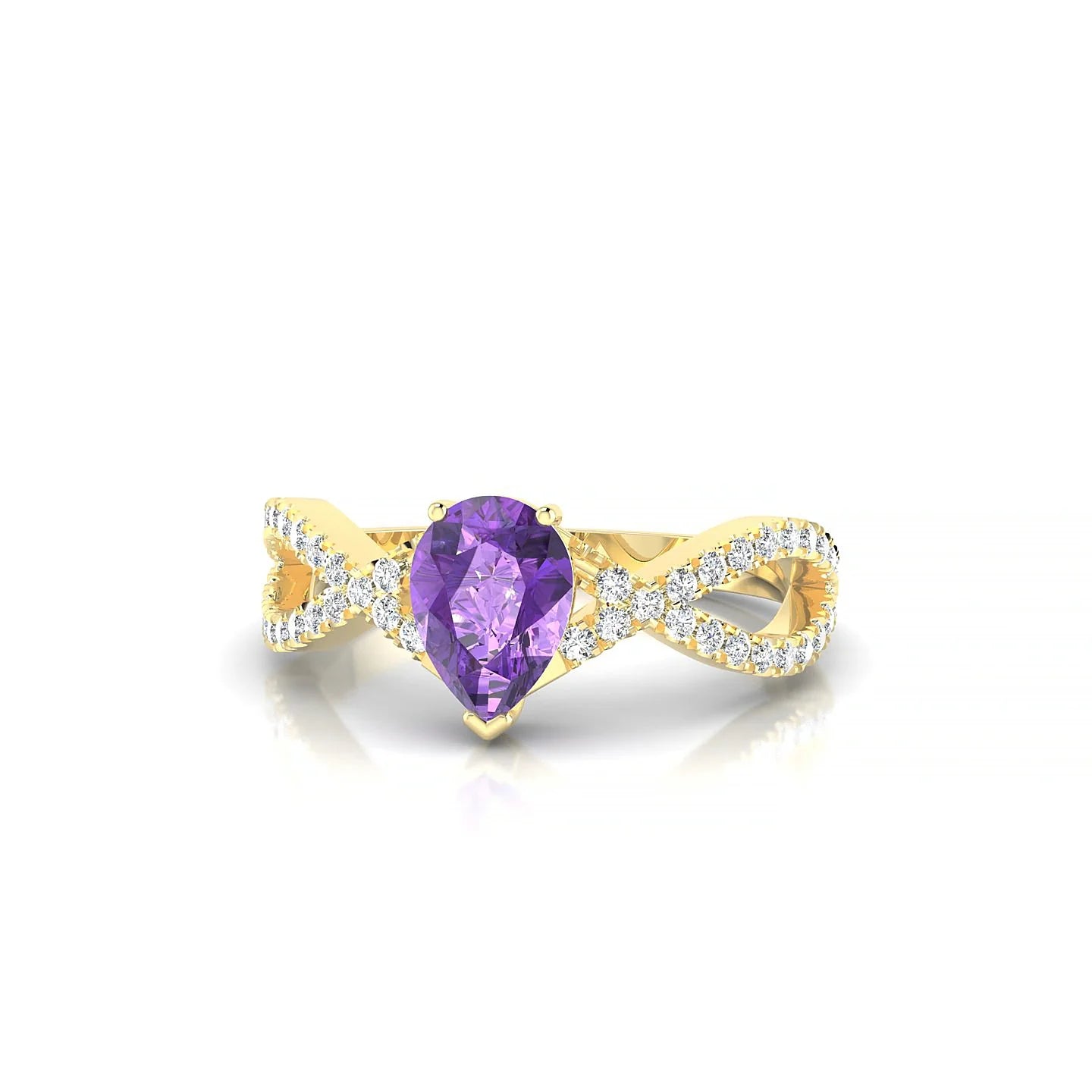 Haze | 18k Yellow Gold 7 x 5 mm Pear Amethyst Ring